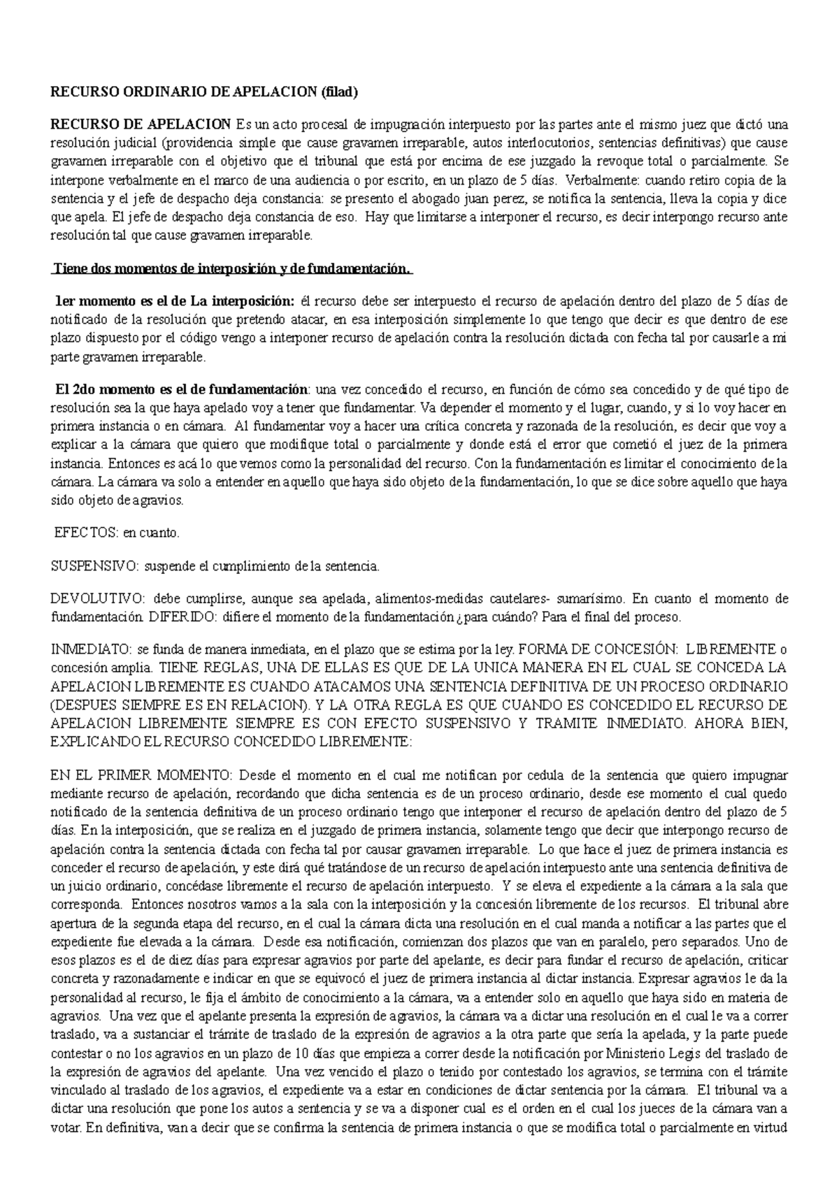 Recurso Ordinario DE Apelacion - RECURSO ORDINARIO DE APELACION (filad ...