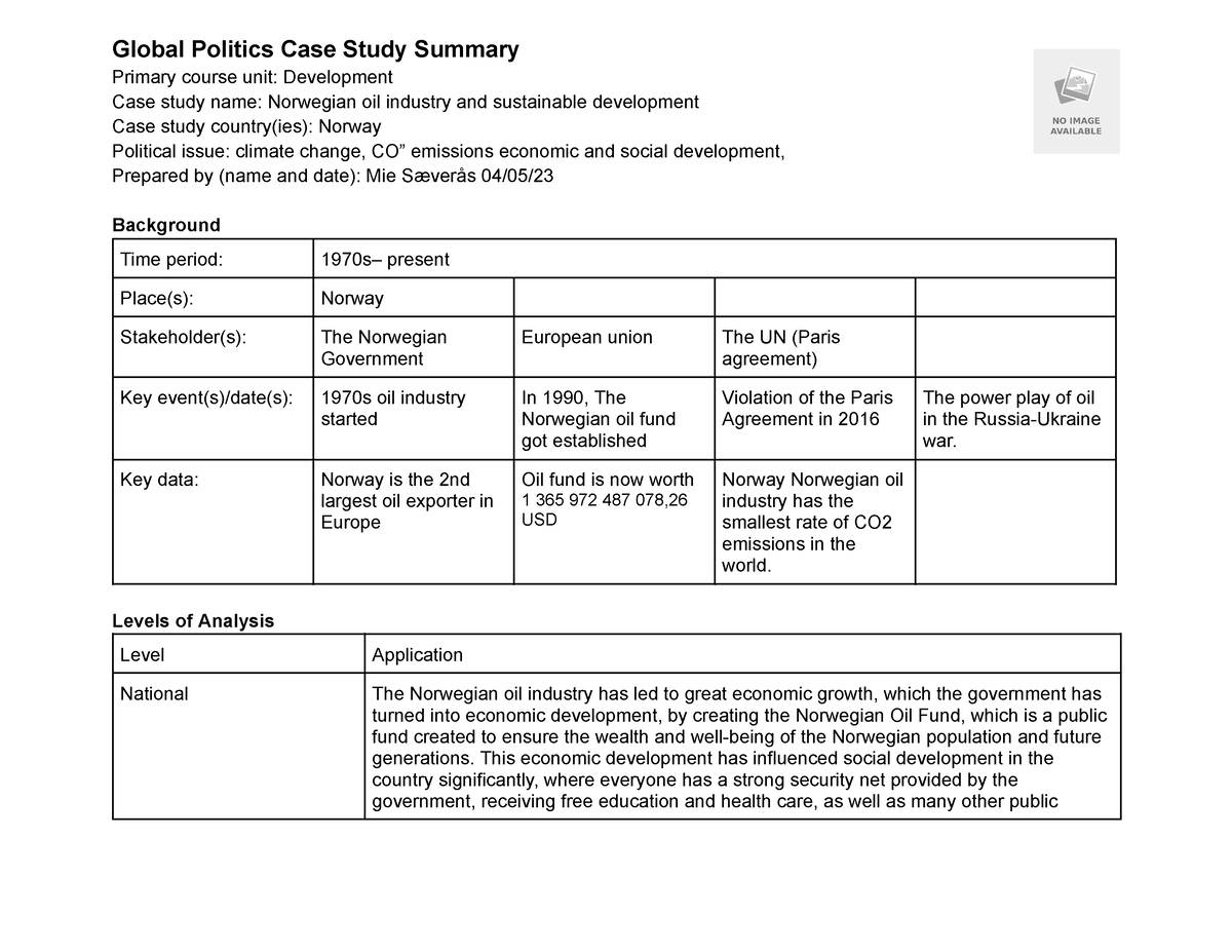 case study on international politics