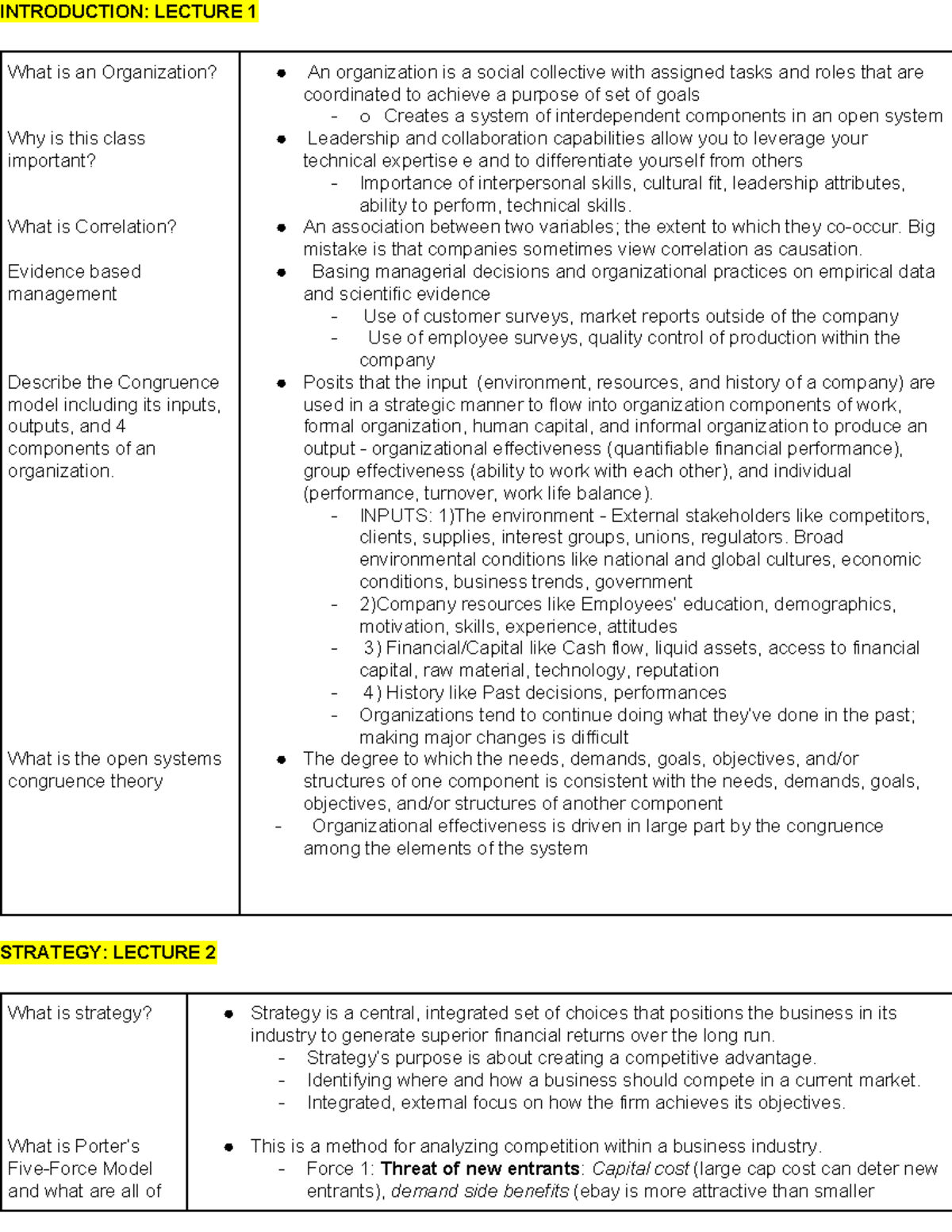 MGMT Midterm 1 Study Guide - INTRODUCTION: LECTURE 1 What is an ...