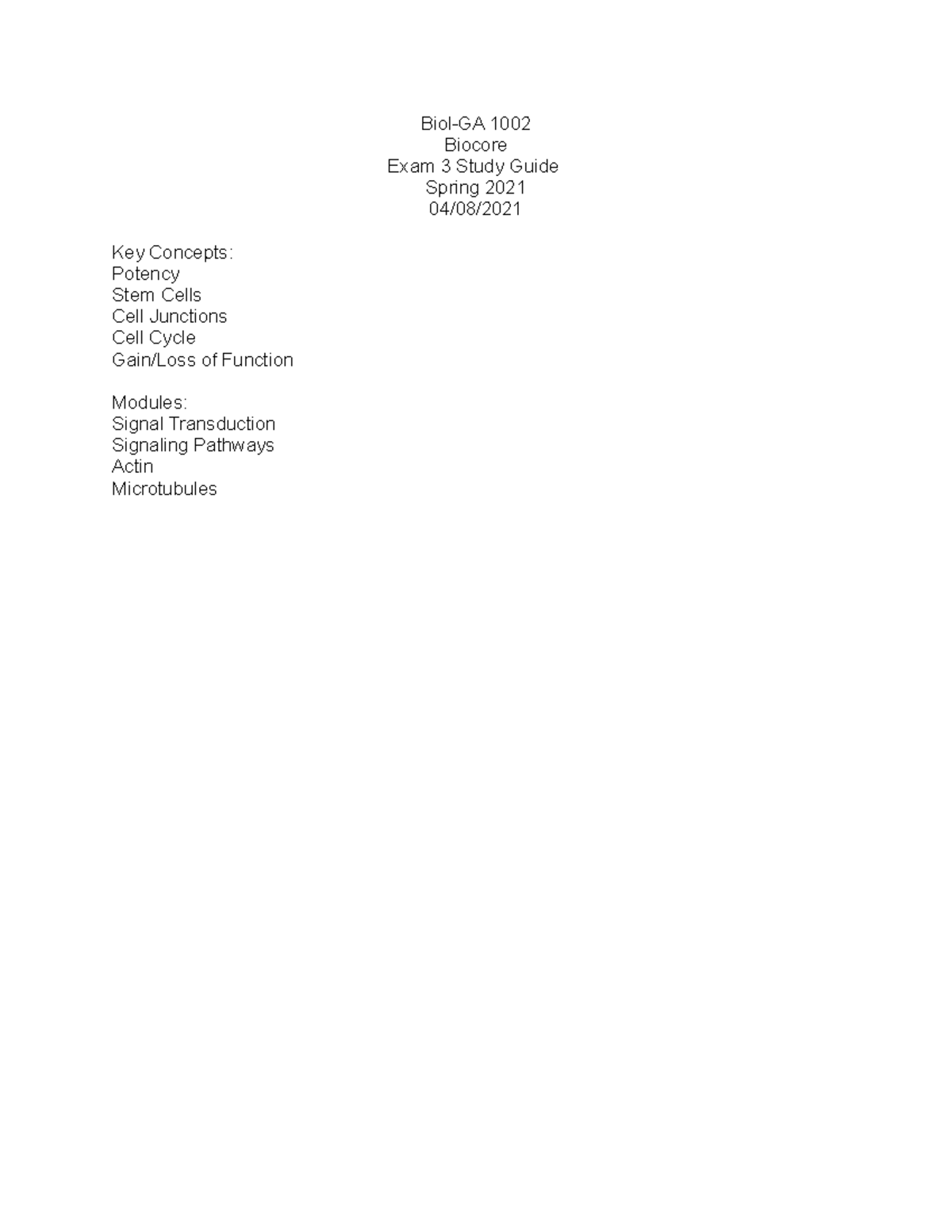 Exam 3 Study Guide - Practice material for Molecular and Cell Biology ...