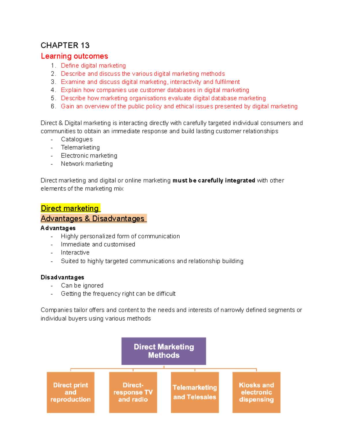 Chapter 13 - Marketing Principles - CHAPTER 13 Learning Outcomes Define ...