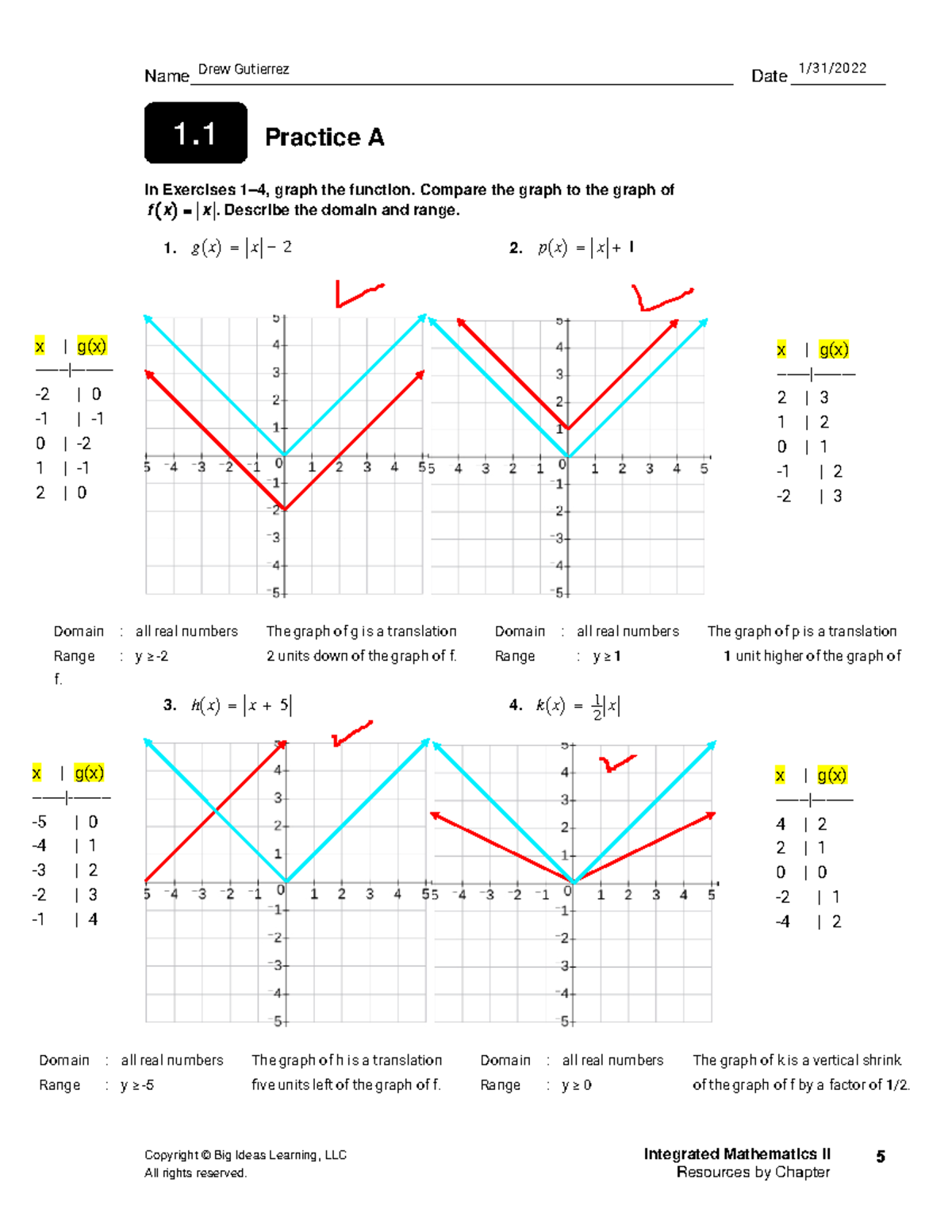Drew Gutierrez - Practice 1 - Copyright © Big Ideas Learning, LLC ...