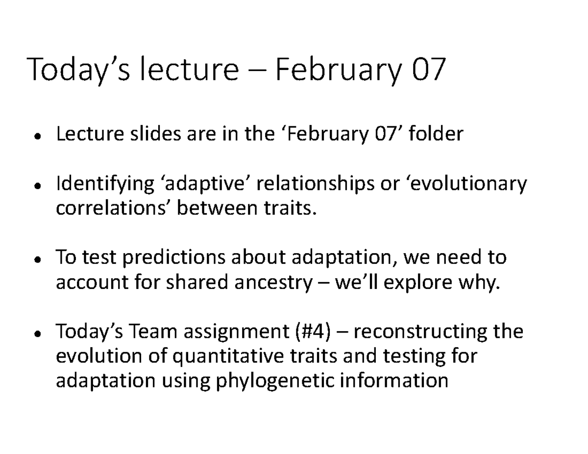 BOT FEB 7 - Practice Notes - Today’s Lecture – February 07 Lecture ...