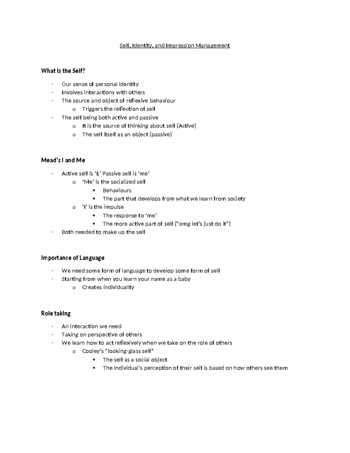 Social Psychology - LEC 2 - Self, Identity, and Impression Management ...
