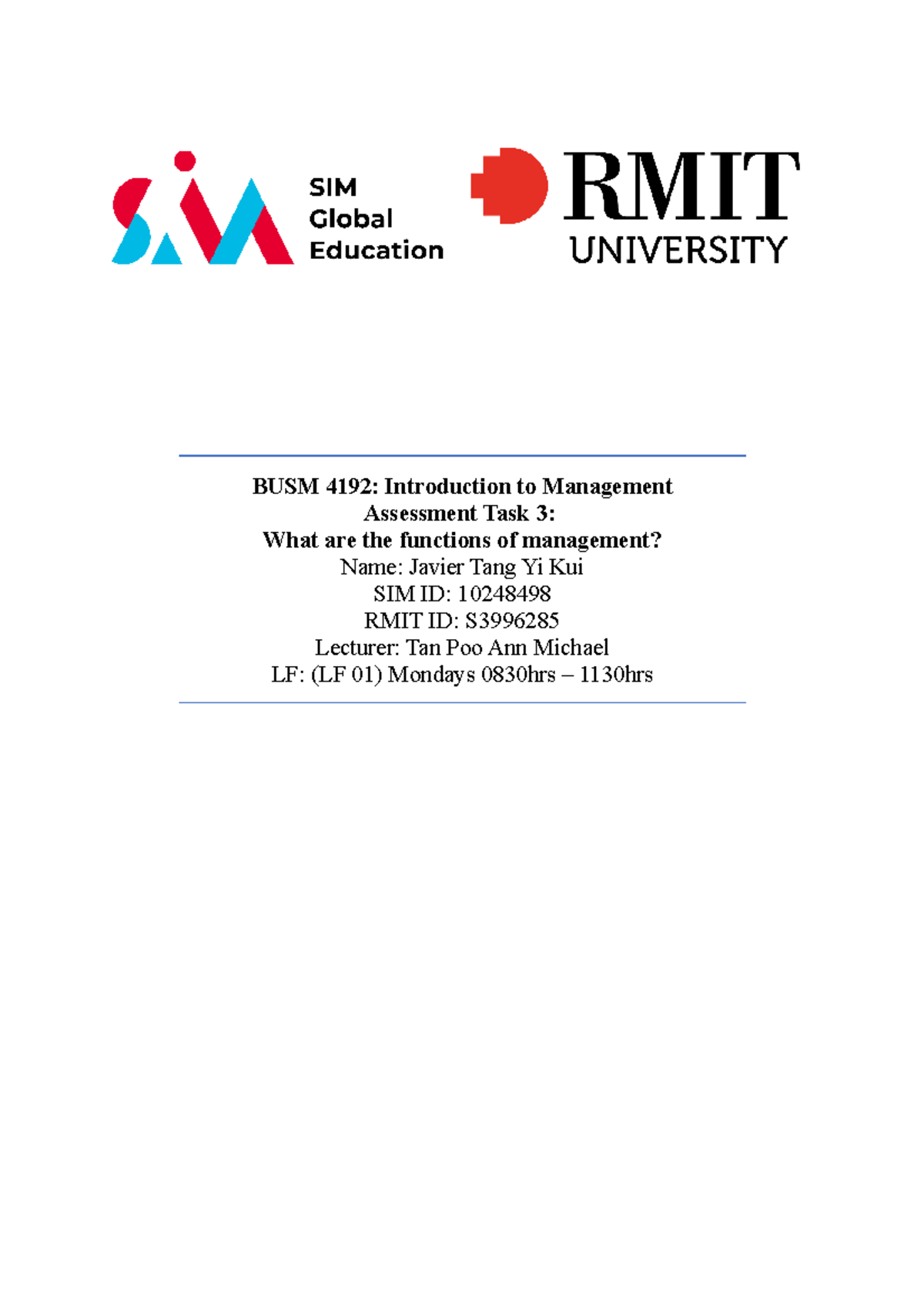 Final Assignment 3A - BUSM4192 - Studocu