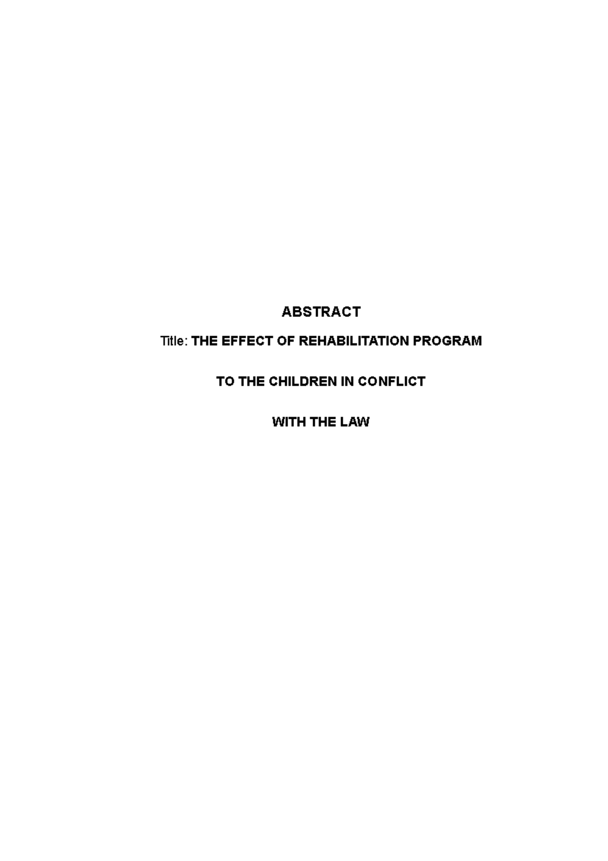 Abstract Introduction for the Research Title - The Effect of ...
