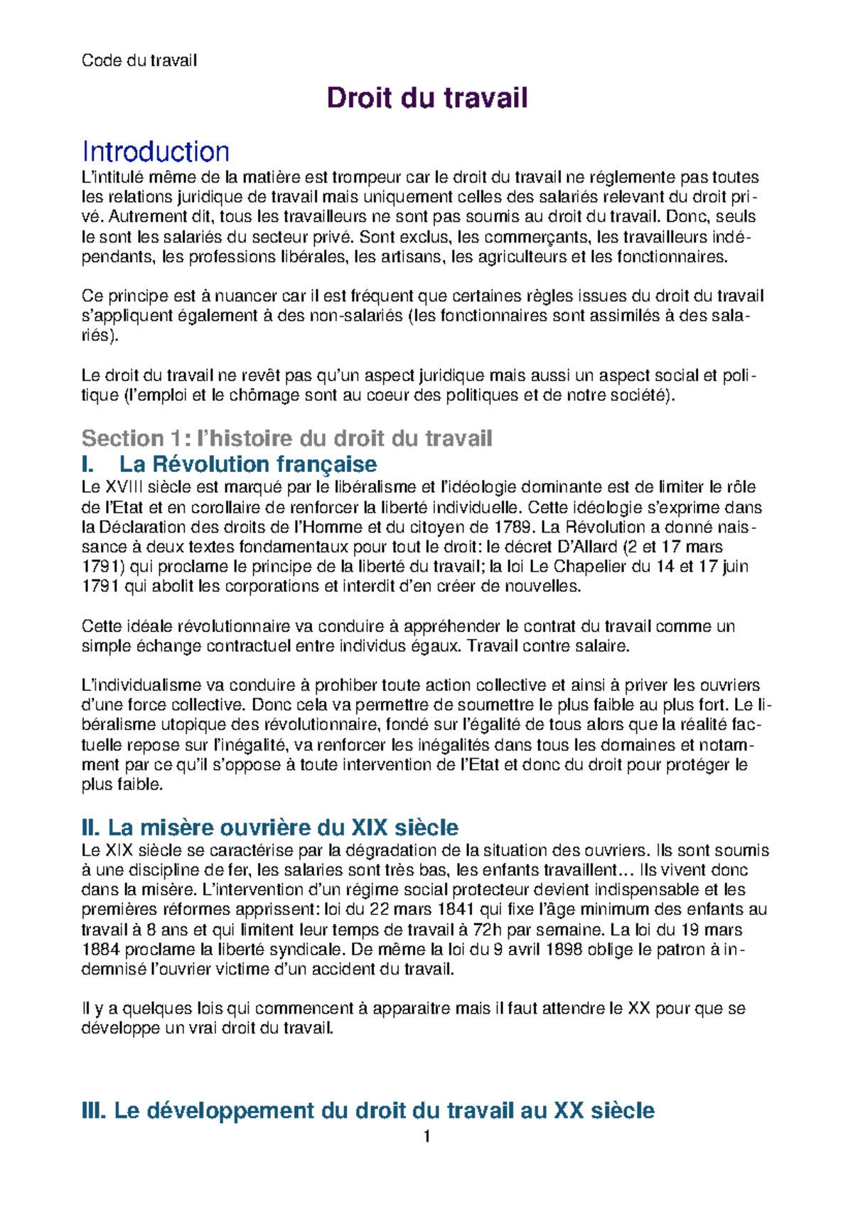 Droit-du-travail - Notes de cours complet - Droit du travail ...