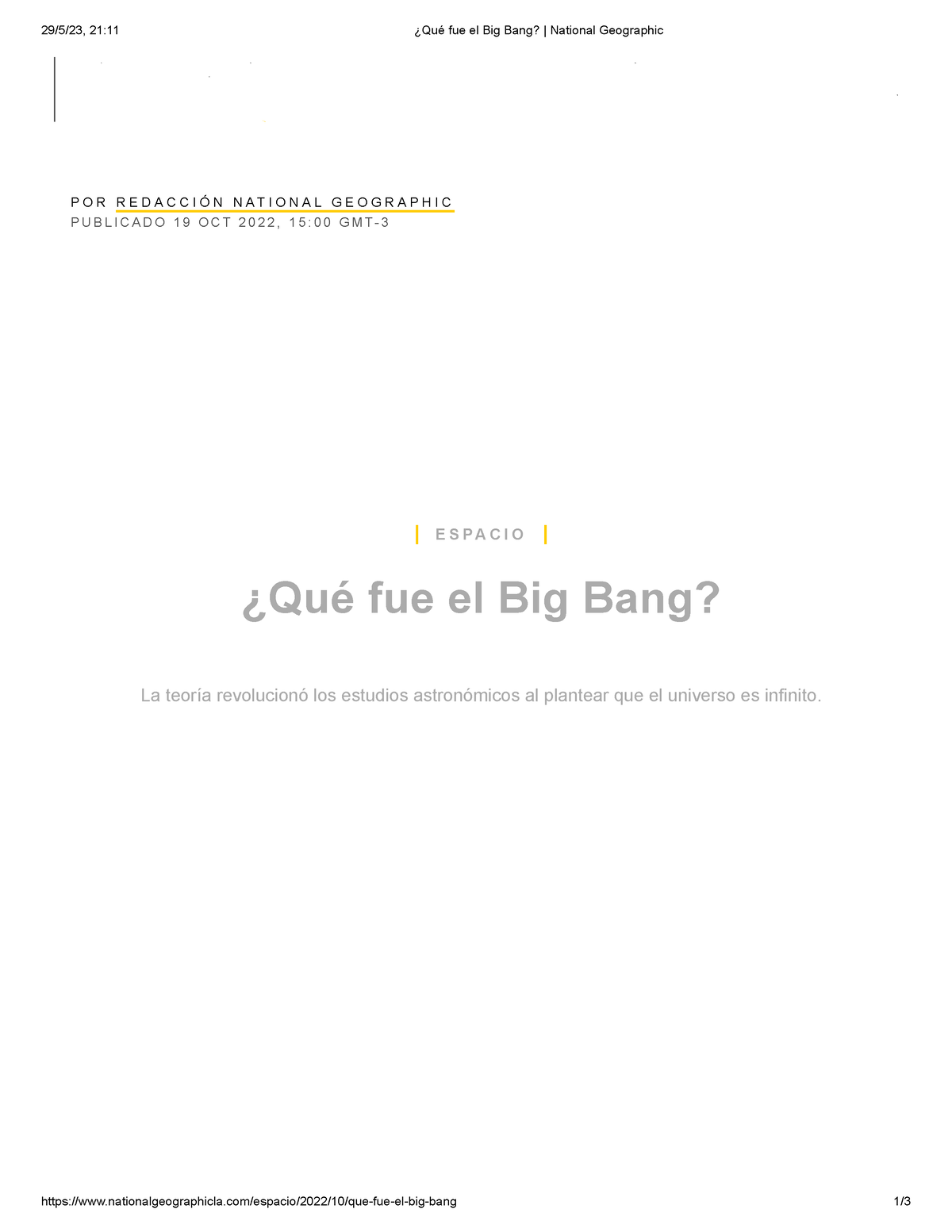 Qué fue el Big Bang National Geographic 29 5 23 21 11 Qué fue el