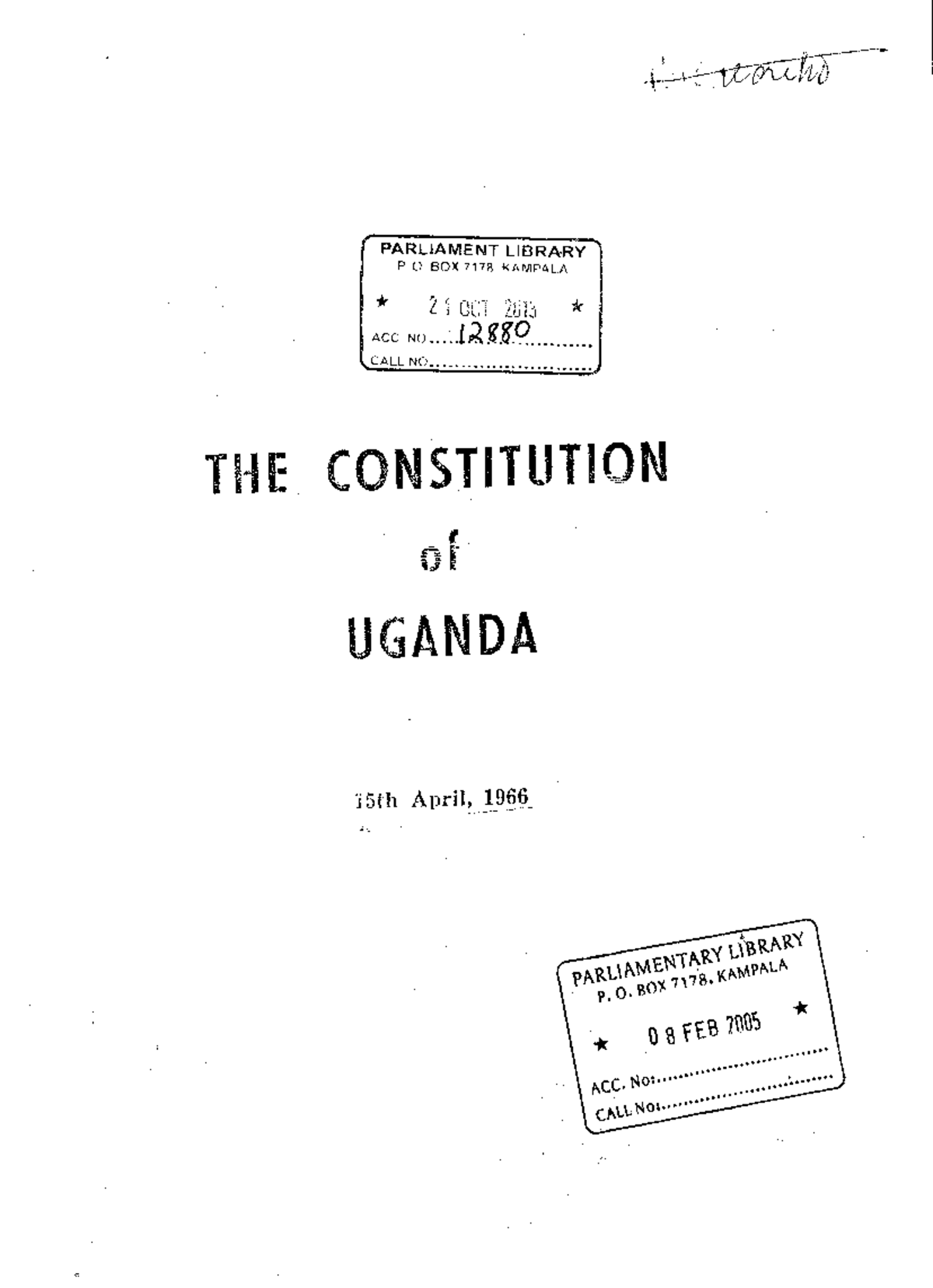 Uganda Constitution 1966 - BACHELOR OF LAW - Studocu