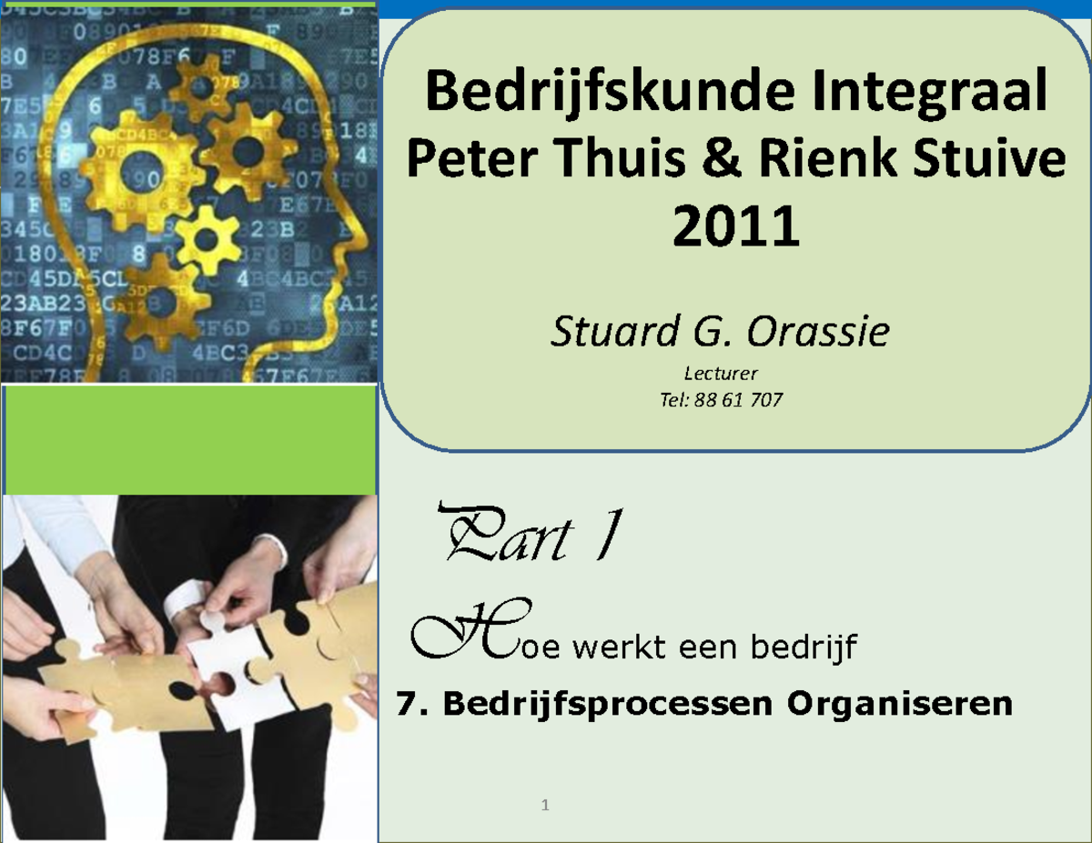 BI1.2 integraal Part 1 2,Chapter 7Bedrijfsprocessen Organiseren - 1