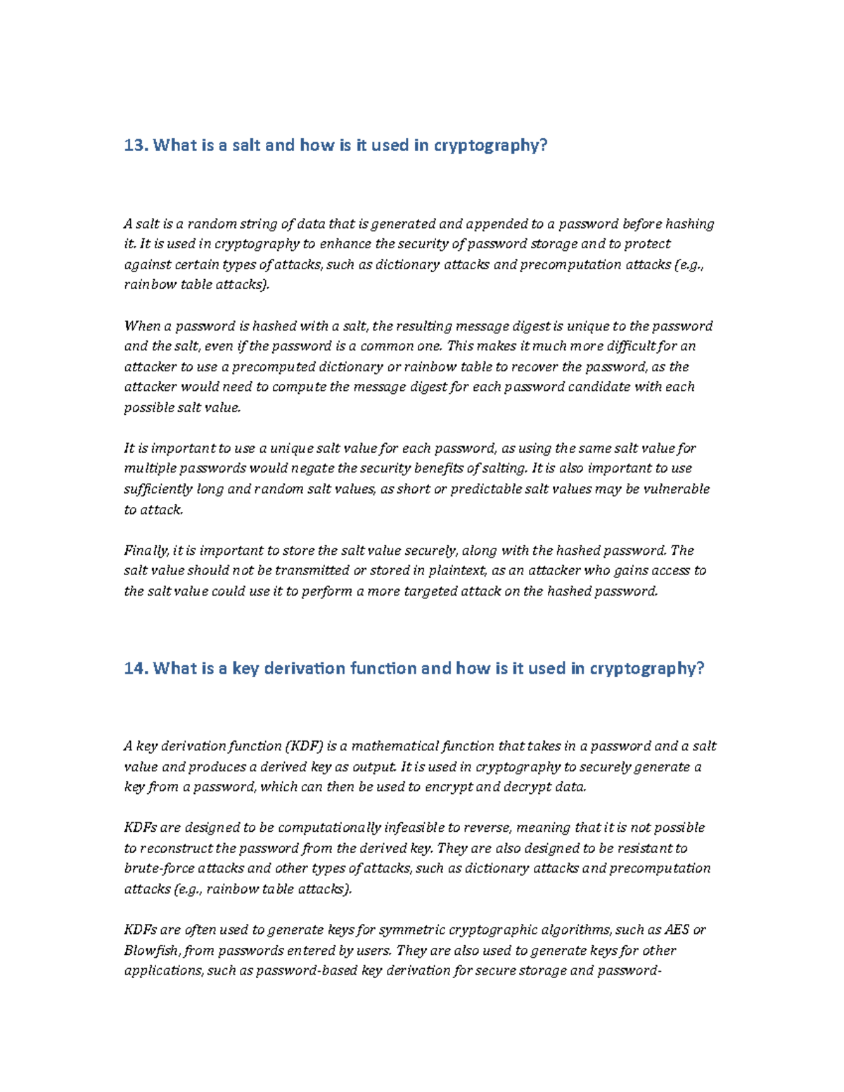 Cryptography 3 - 13. What is a salt and how is it used in cryptography ...