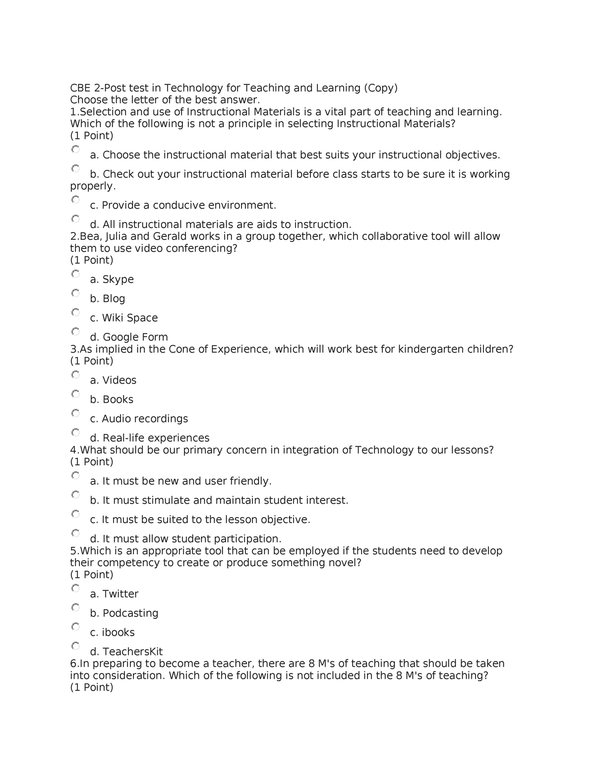 CBE 2 CBE 2 CBE 2 Post Test In Technology For Teaching And Learning   Thumb 1200 1553 