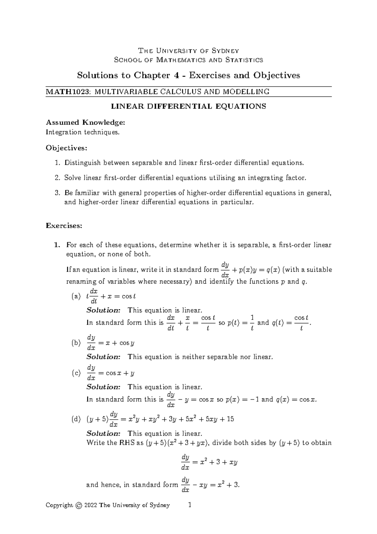 Exercises Chapter 04-SOLS - The University of Sydney School of ...