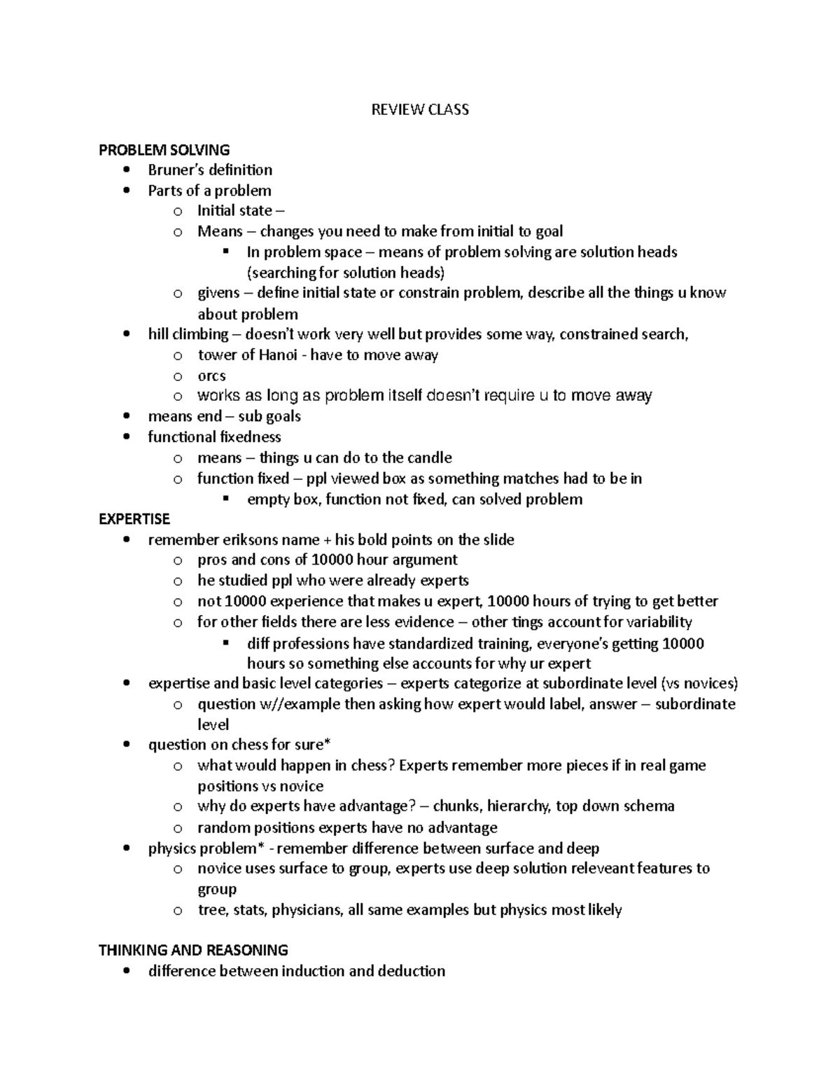 Review Class 2135 - Lecture notes Final - REVIEW CLASS PROBLEM SOLVING ...