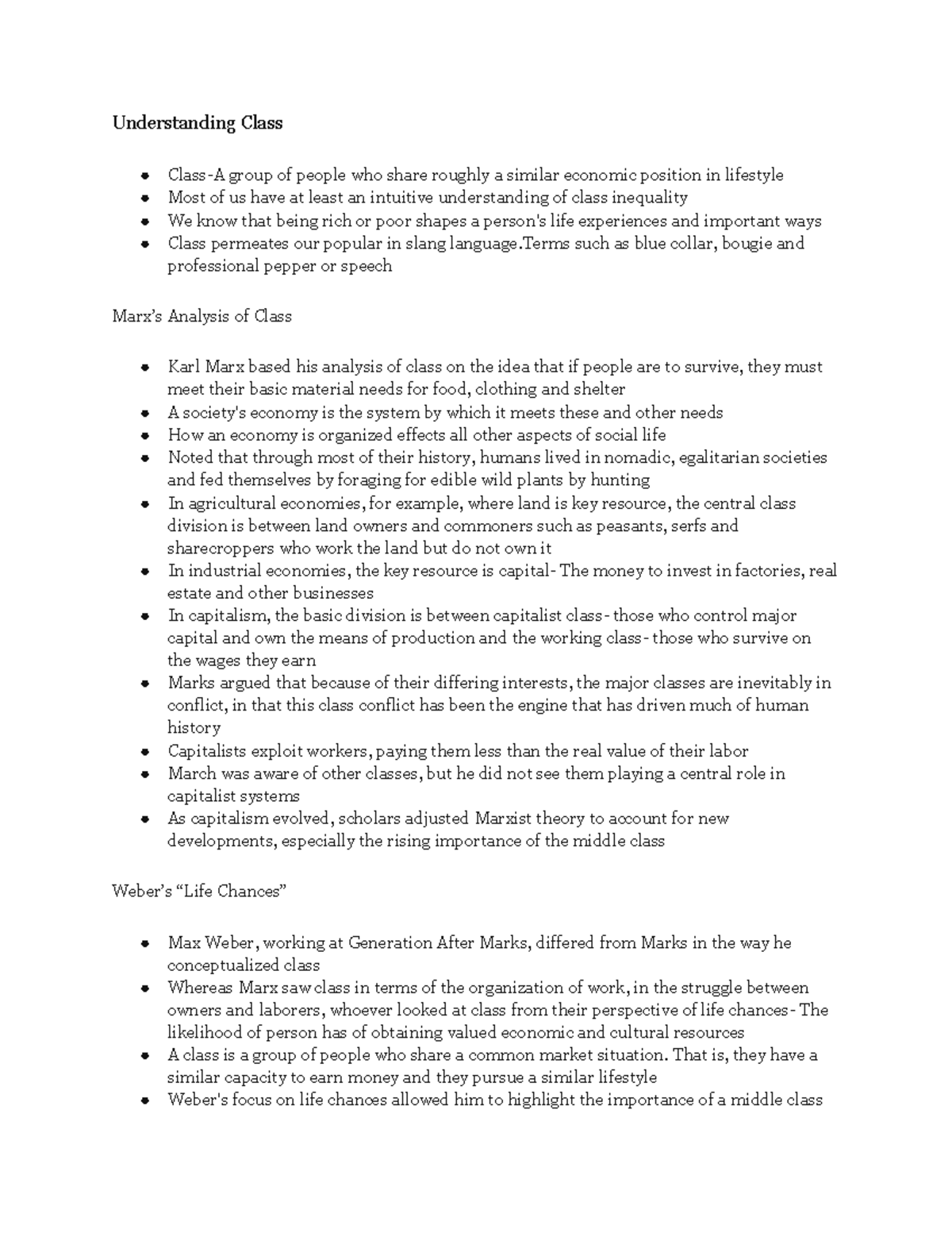 SOCL 2001 Ch. 9 - Chapter 9 notes - Understanding Class Class-A group ...