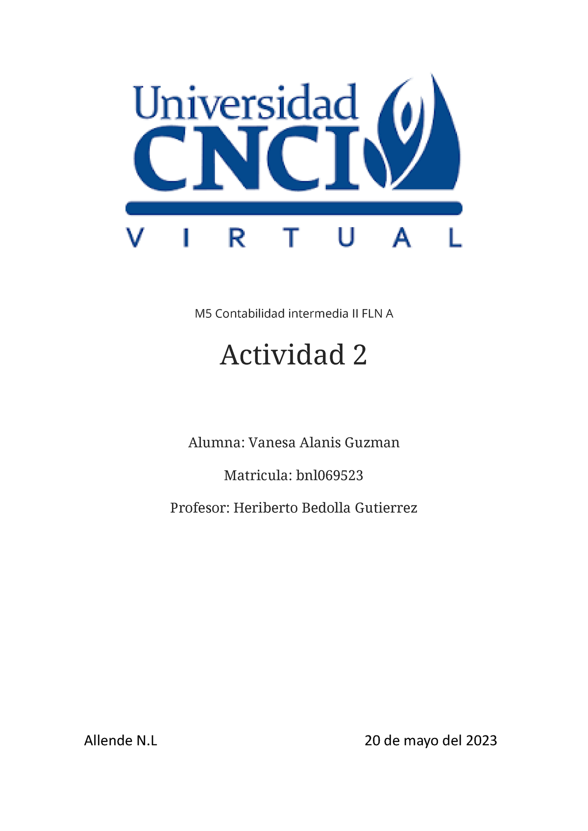 Act 2 Contabilidad Intermedia M5 Contabilidad Intermedia Ii Fln A Actividad 2 Alumna Vanesa 3924