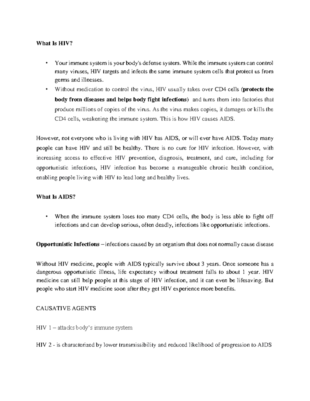 Report Script (HIV) HIV AND AIDS What Is HIV? Your immune system is your body's defense