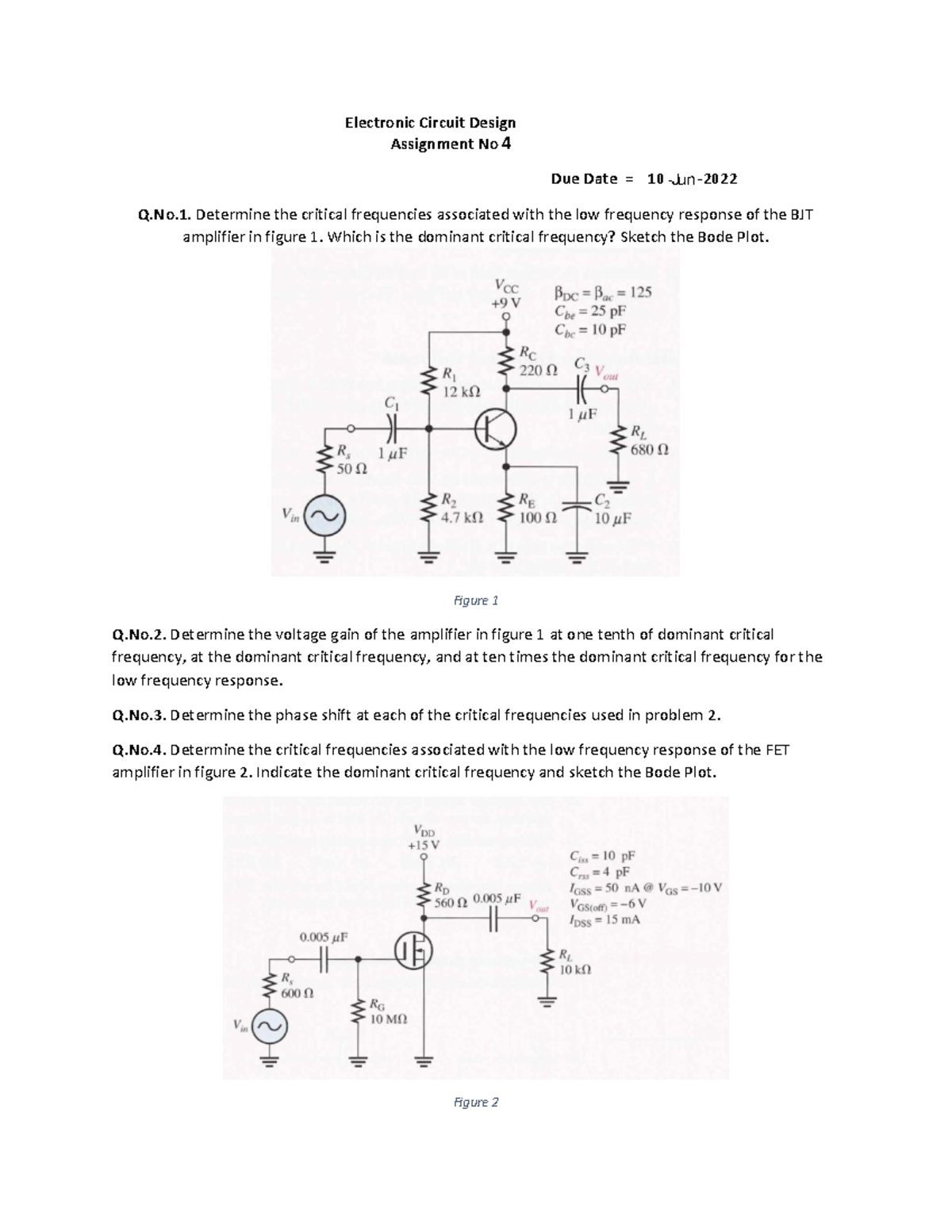 Electronic Circuit Design Assignment ... Circuit Diagram