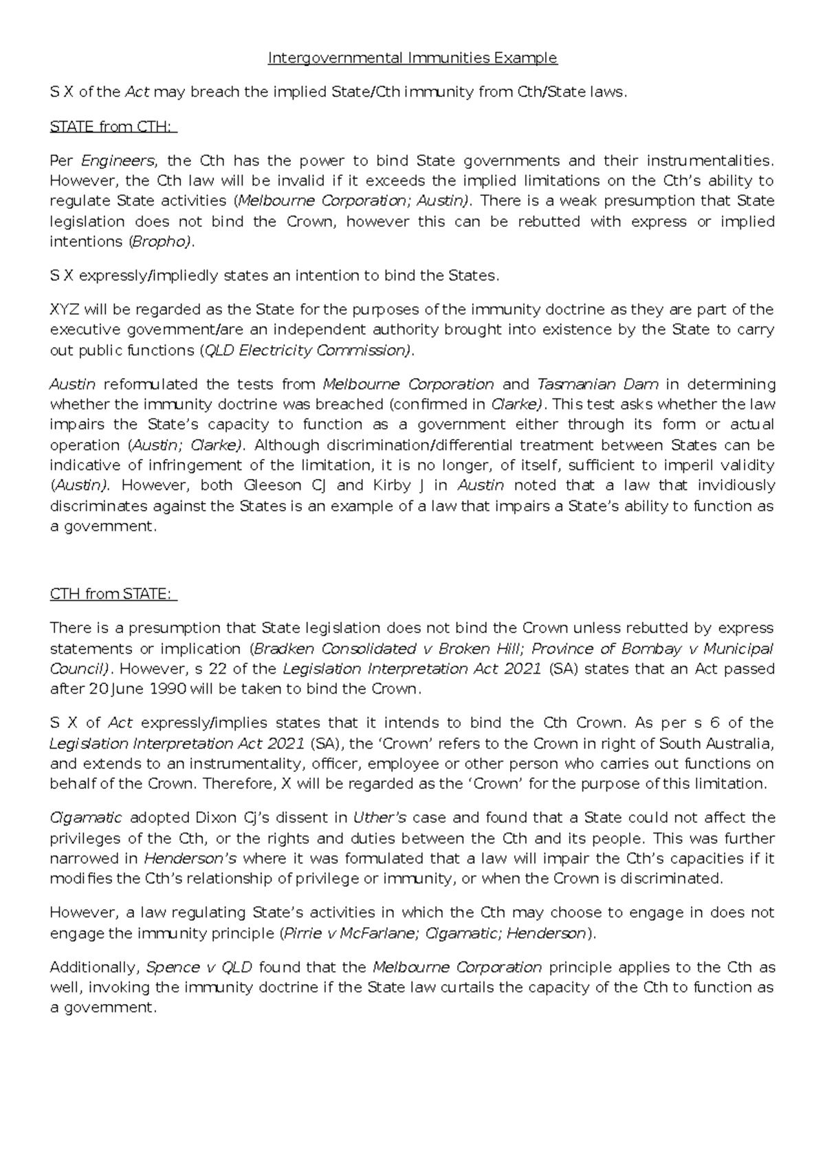 Intergovernmental Immunities Example - STATE from CTH: Per Engineers ...