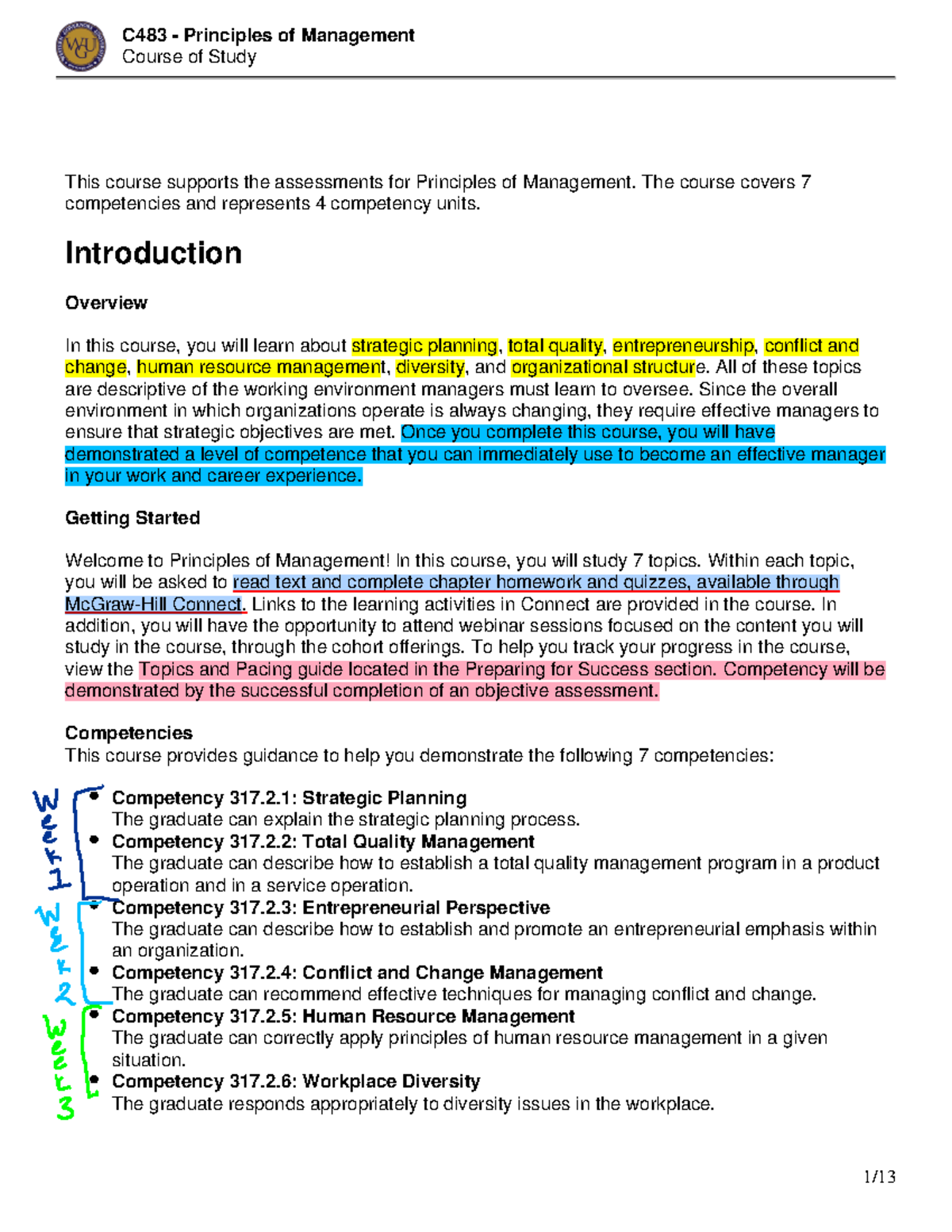 C483 - Principles Of Management - Course Of Study This Course Supports ...