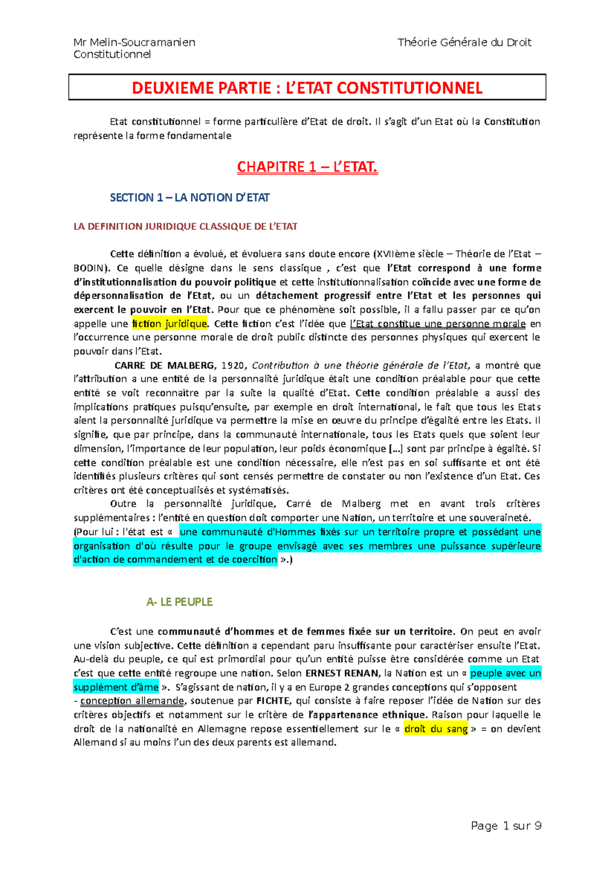 Cours Droit Constit - DEUXIEME PARTIE : L’ETAT CONSTITUTIONNEL Etat ...