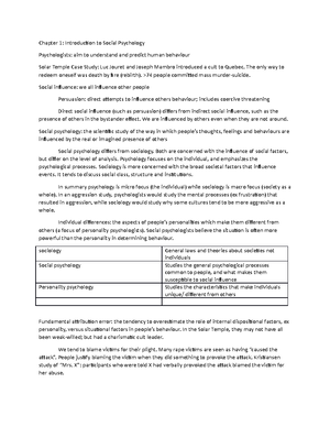 PSYC241 Mod2Notes - Lecture notes 2 - Module 2: Social Cognition ...