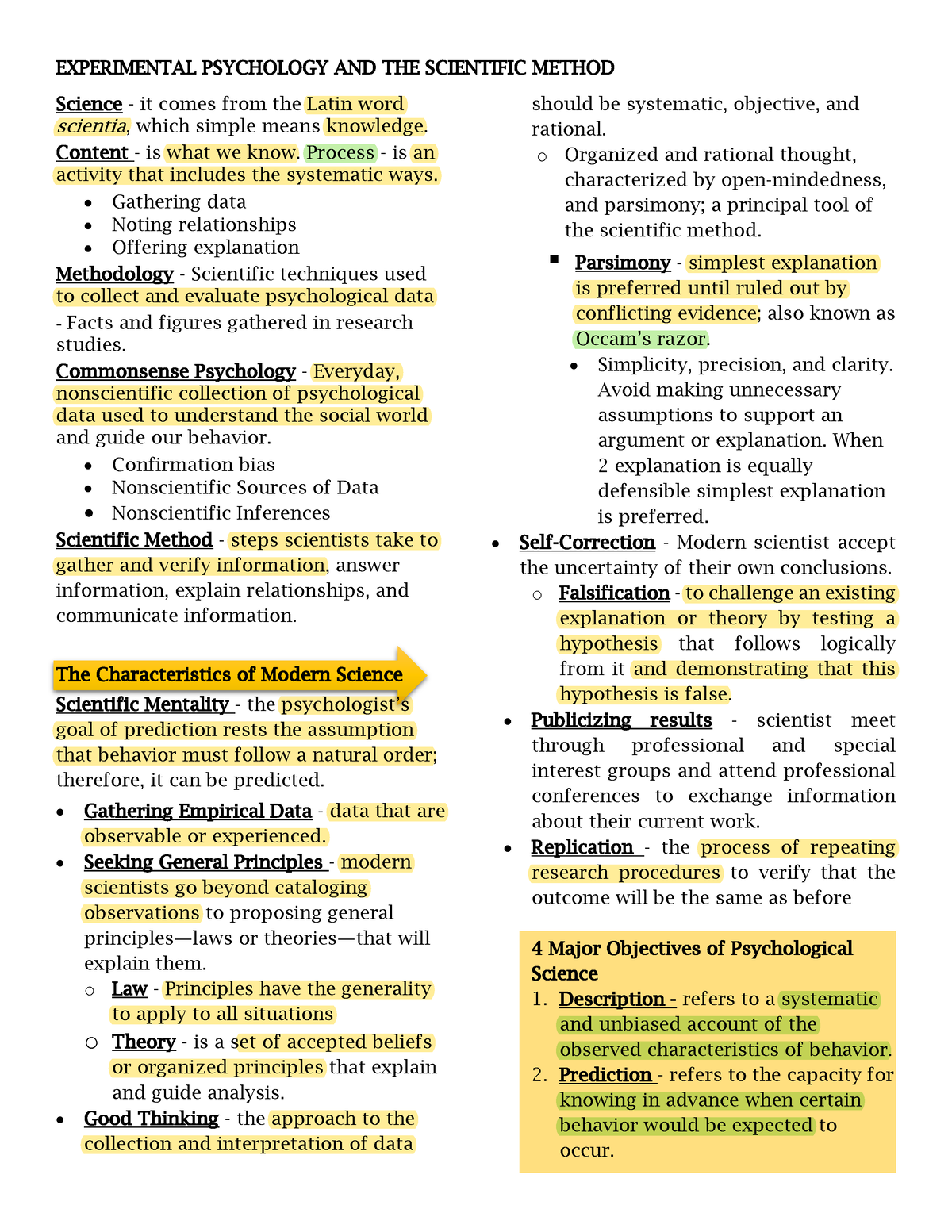 Experimental Psychology AND THE Scientific Method - EXPERIMENTAL ...