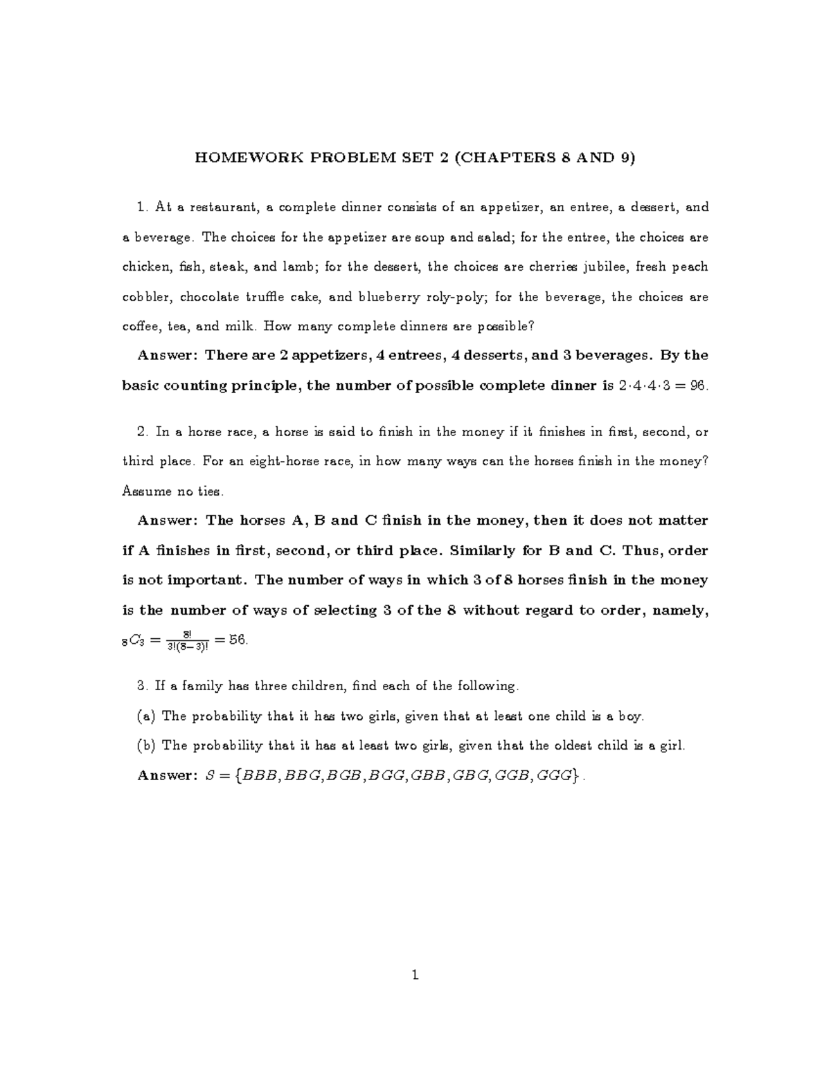 PS2 with answer - PS2 - HOMEWORK PROBLEM SET 2 (CHAPTERS 8 AND 9) 1. At ...