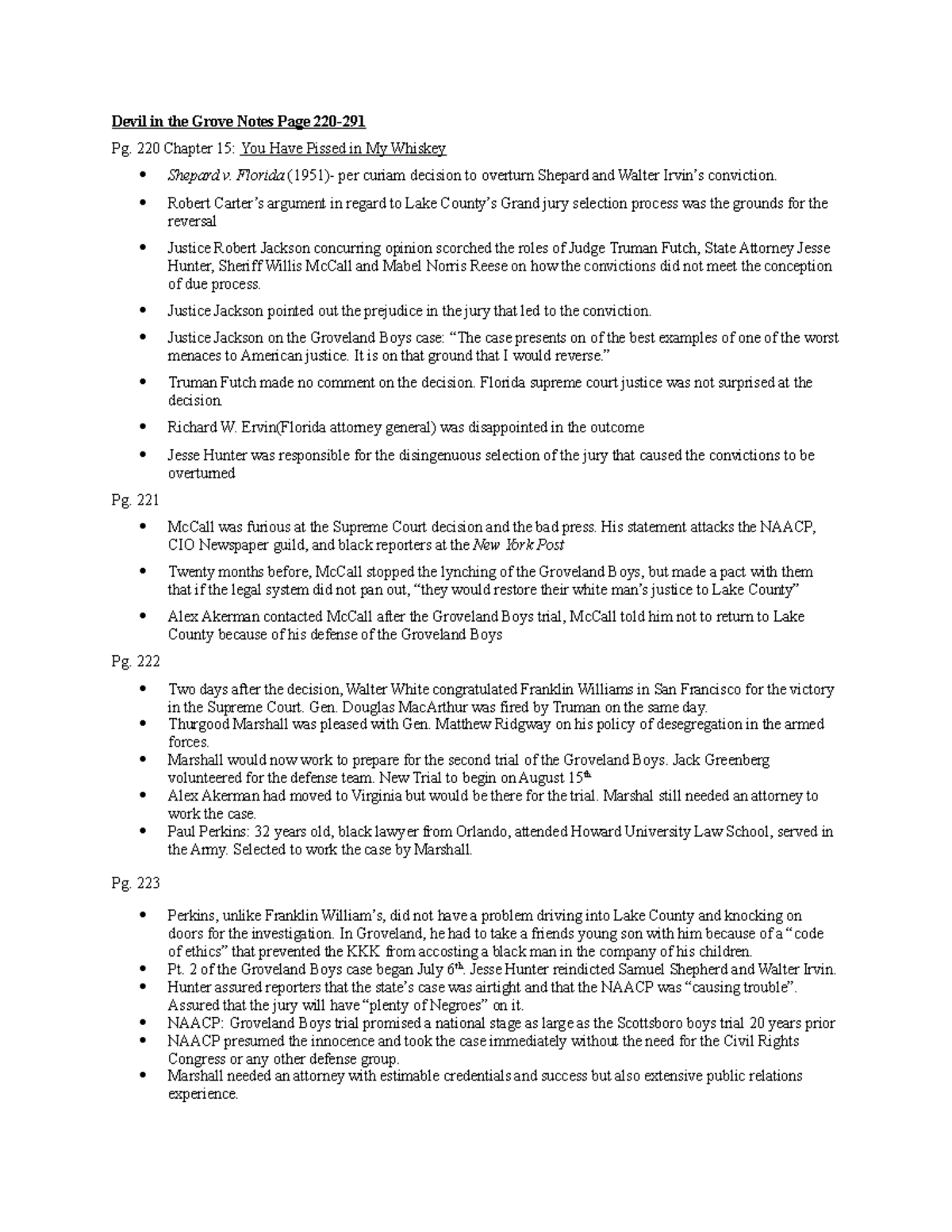 Devil in the Grove Notes Page 220 - 220 Chapter 15: You Have Pissed in ...
