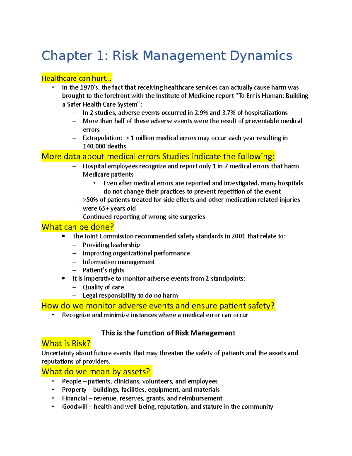 Chapter 1: Risk Management - Chapter 1: Risk Management Dynamics ...