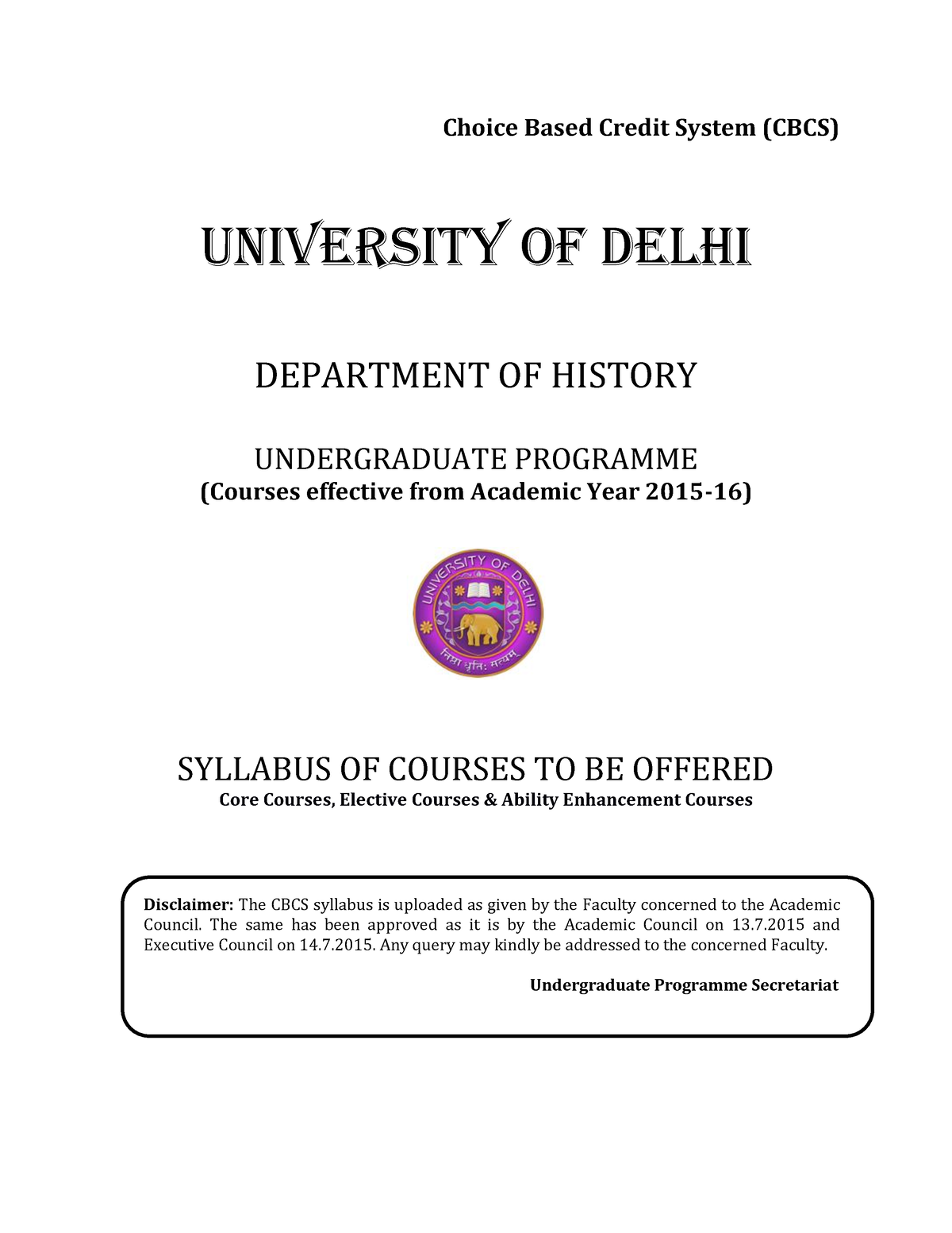 B.A. Prog. History - Syllabus - Choice Based Credit System (CBCS ...