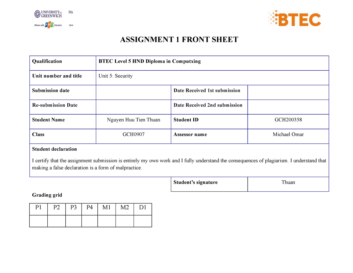 security assignment instructions uk