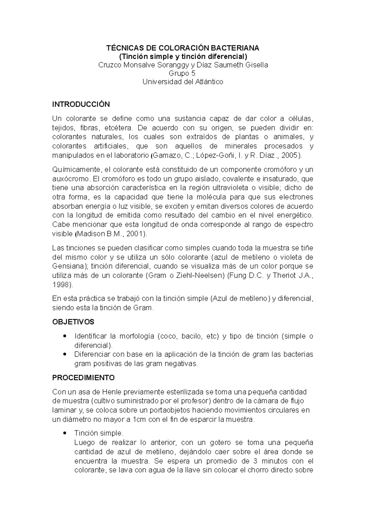 Práctica 4-Cruzco-Díaz - TÉCNICAS DE COLORACIÓN BACTERIANA (Tinción ...