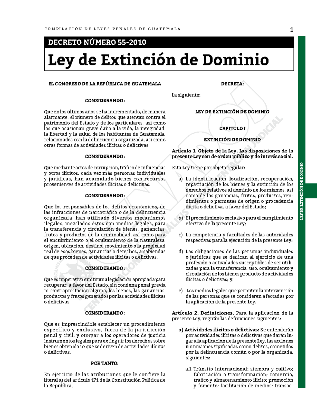 Ley Extincion Dominio - 1 LEY DE EXTINCIÓN DE DOMINIO C O M P I L A C I ...
