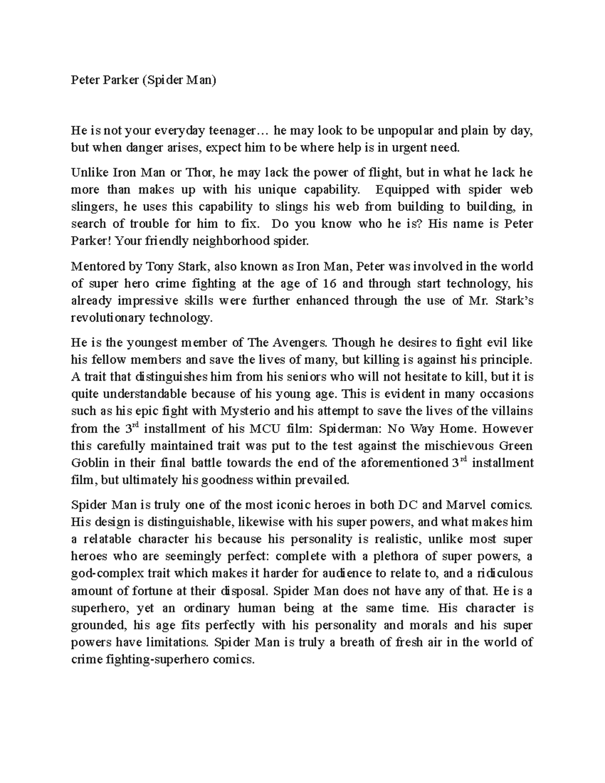 Peter B. Parker: A Critical Analysis - 9a14drh