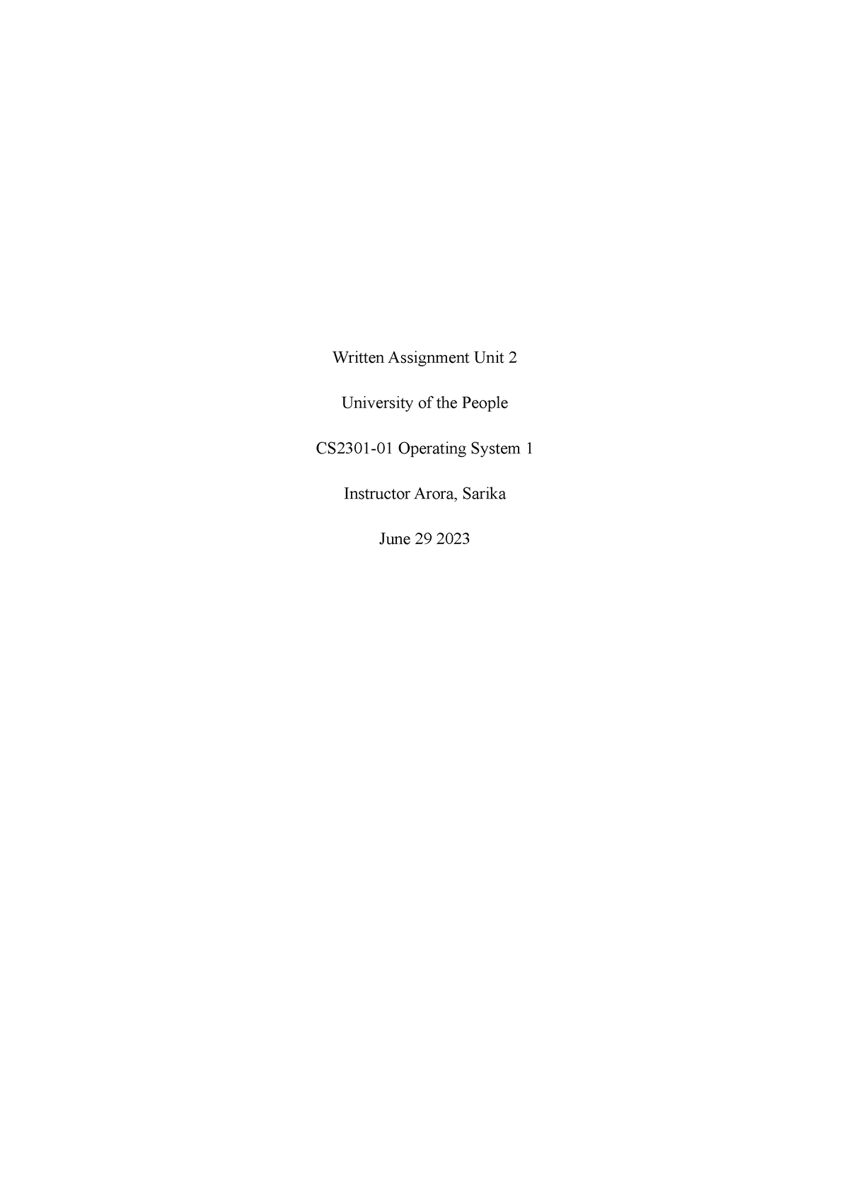 cs 2301 written assignment unit 2