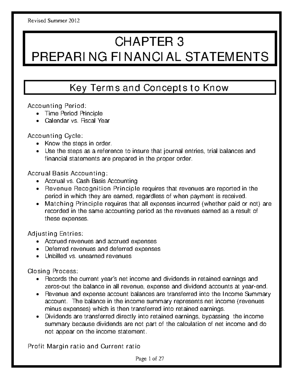 Financial statements - CHAPTER 3 PREPARI NG FI NANCI AL STATEMENTS Key ...