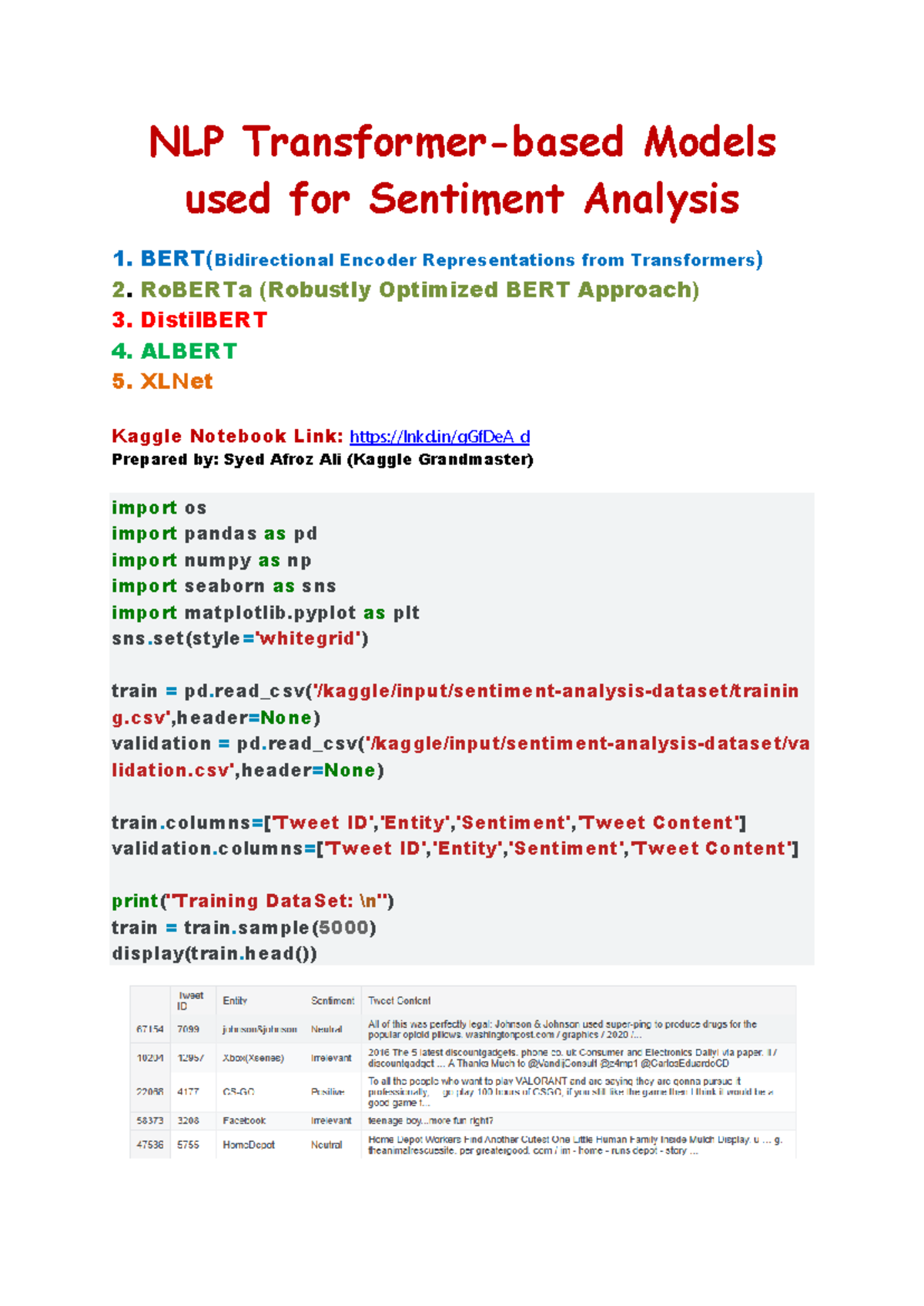 NLP - NLP NOTES - NLP Transformer-based Models used for Sentiment ...