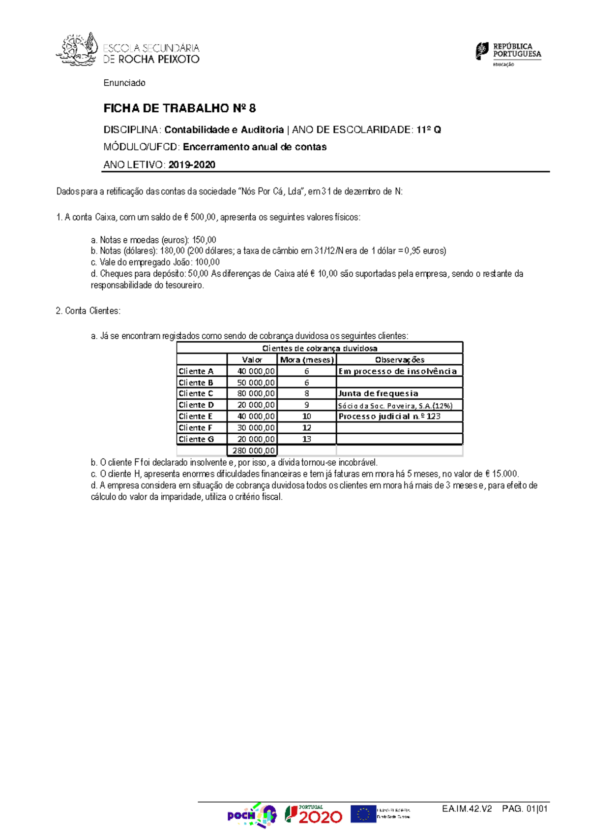 FT8 - Encerramento Anual De Contas - Caixa E Imparidades ...