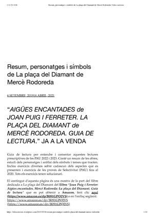 Resum, personatges i símbols de La plaça del Diamant de Mercè Rodoreda