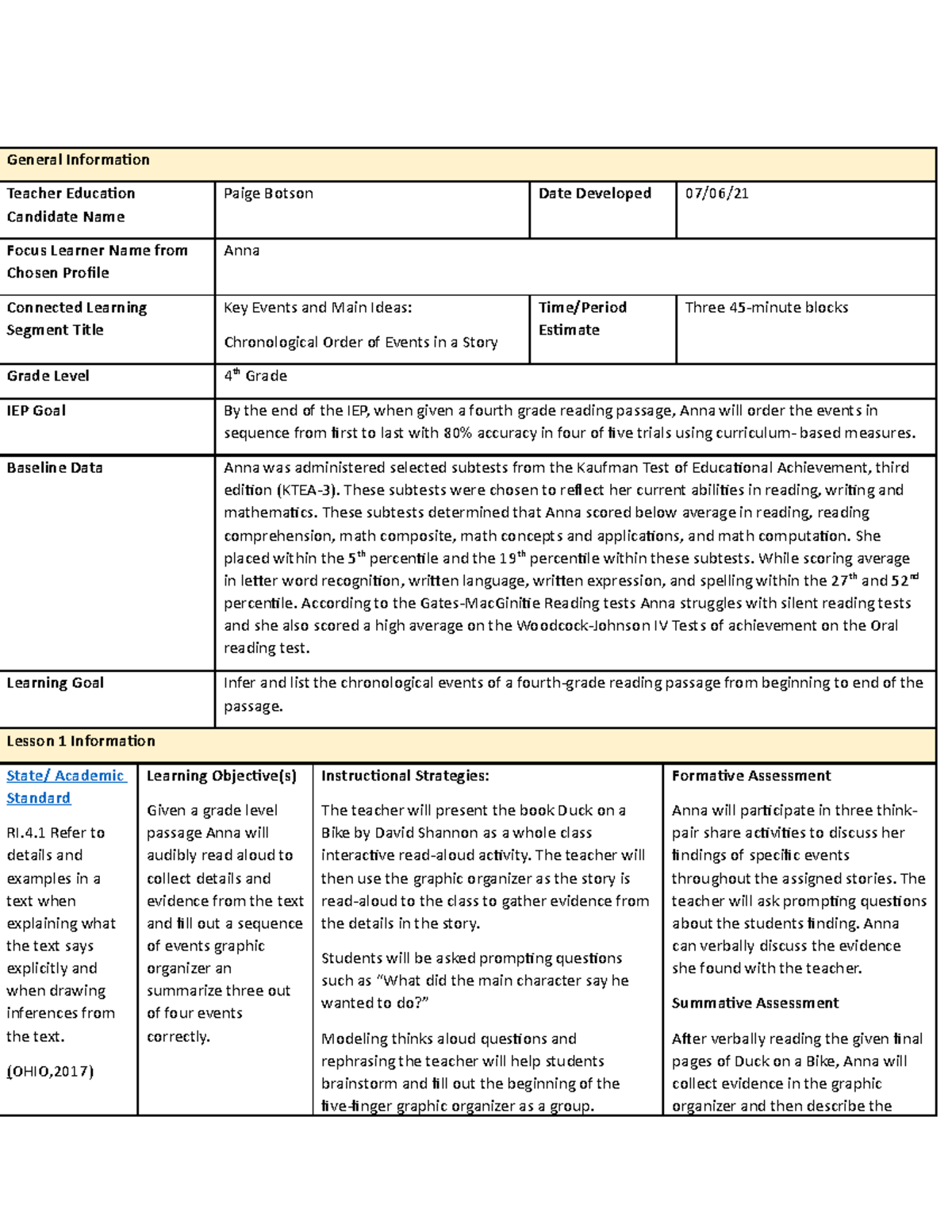 wgu.edu D006 Task 2 - General Information Teacher Education Candidate