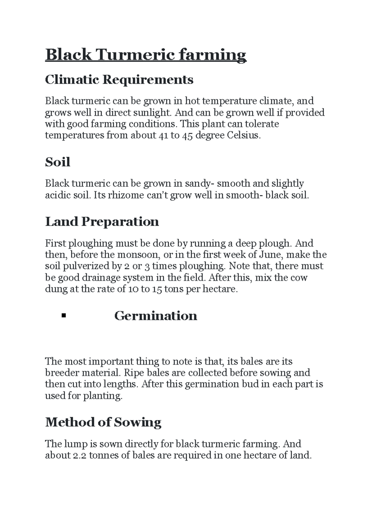 Black Turmeric farming 55 Black Turmeric farming Climatic