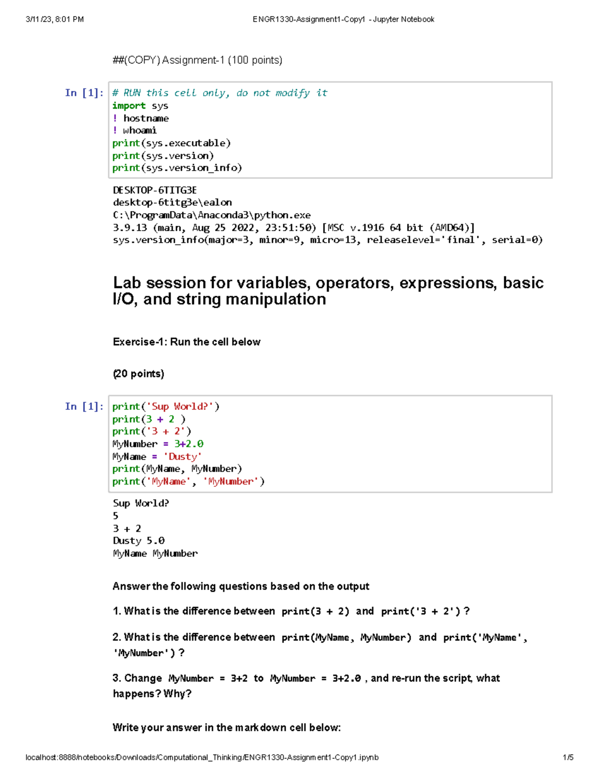 ENGR1330-Assignment 1-Copy1 - Jupyter Notebook - ##(COPY) Assignment-1 ...