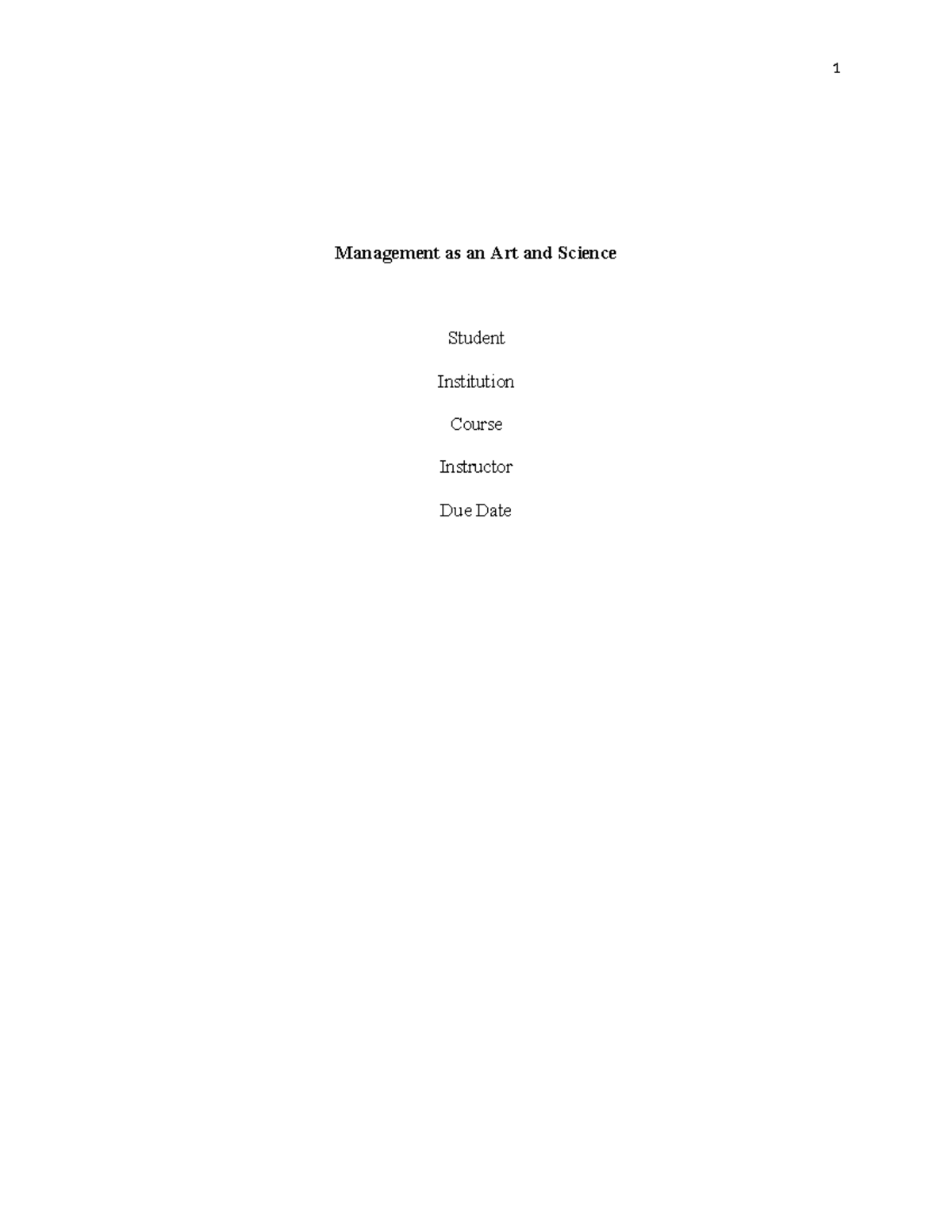 Management as an art and science management as an art and science