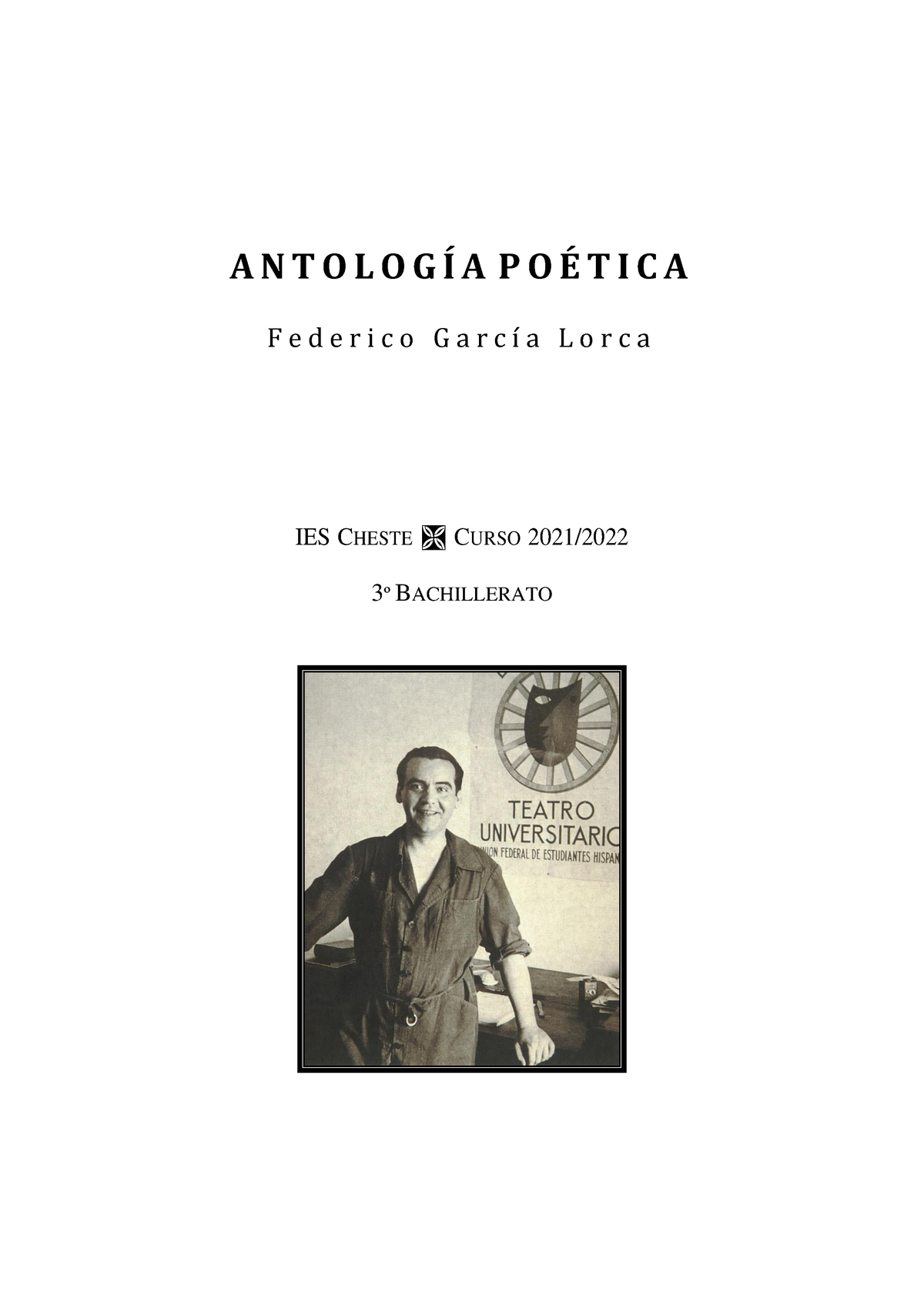 Antología Federico García Lorca (PAU 2022) - Castellano Y Literatura II ...