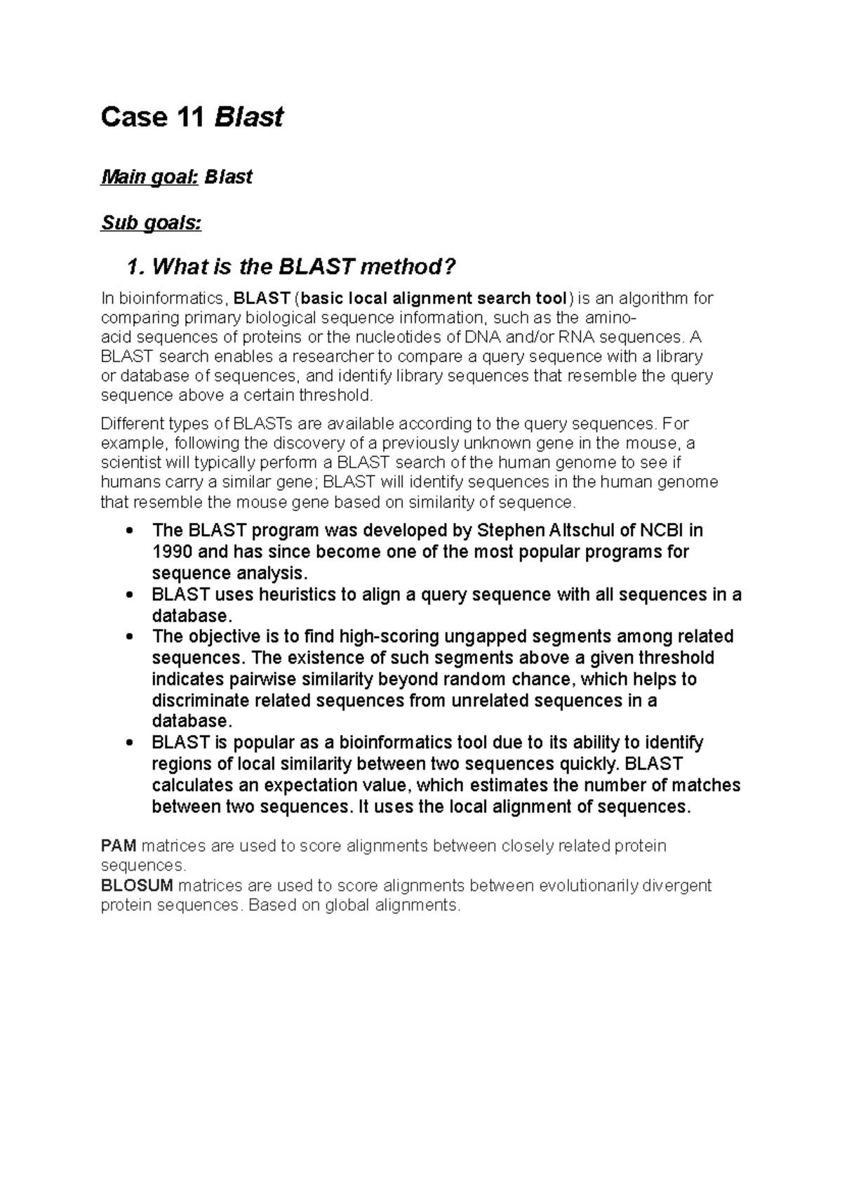 Case 11 Blast - Case 11 Blast Main goal: Blast Sub goals: 1. What is ...