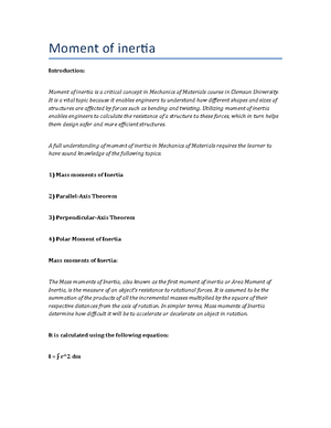 Beam theory - Mechanics of Materials (ME2040) Lecture notes - Beam ...