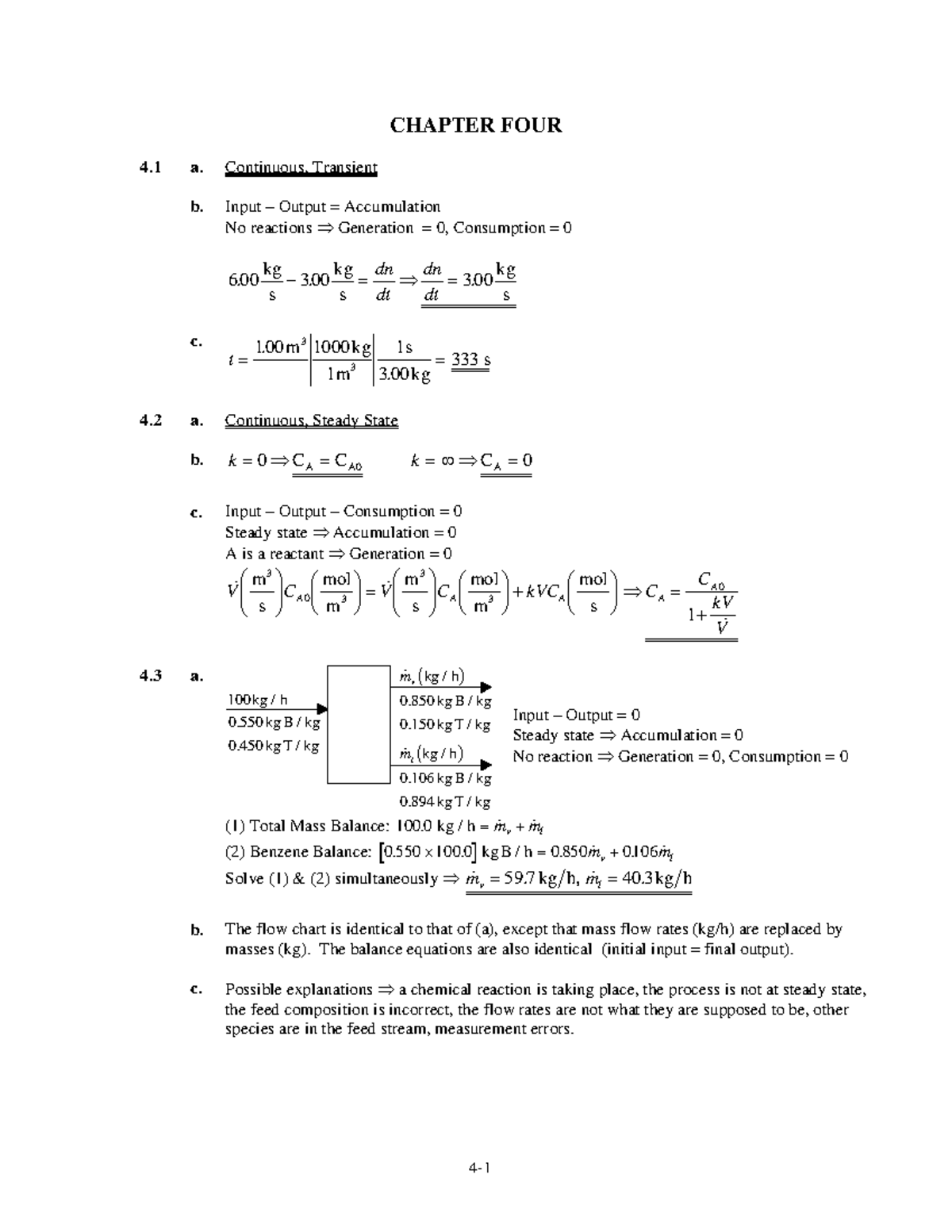 4 chapter solution - CHAPTER FOUR 4 a. Continuous, Transient b. Input ...