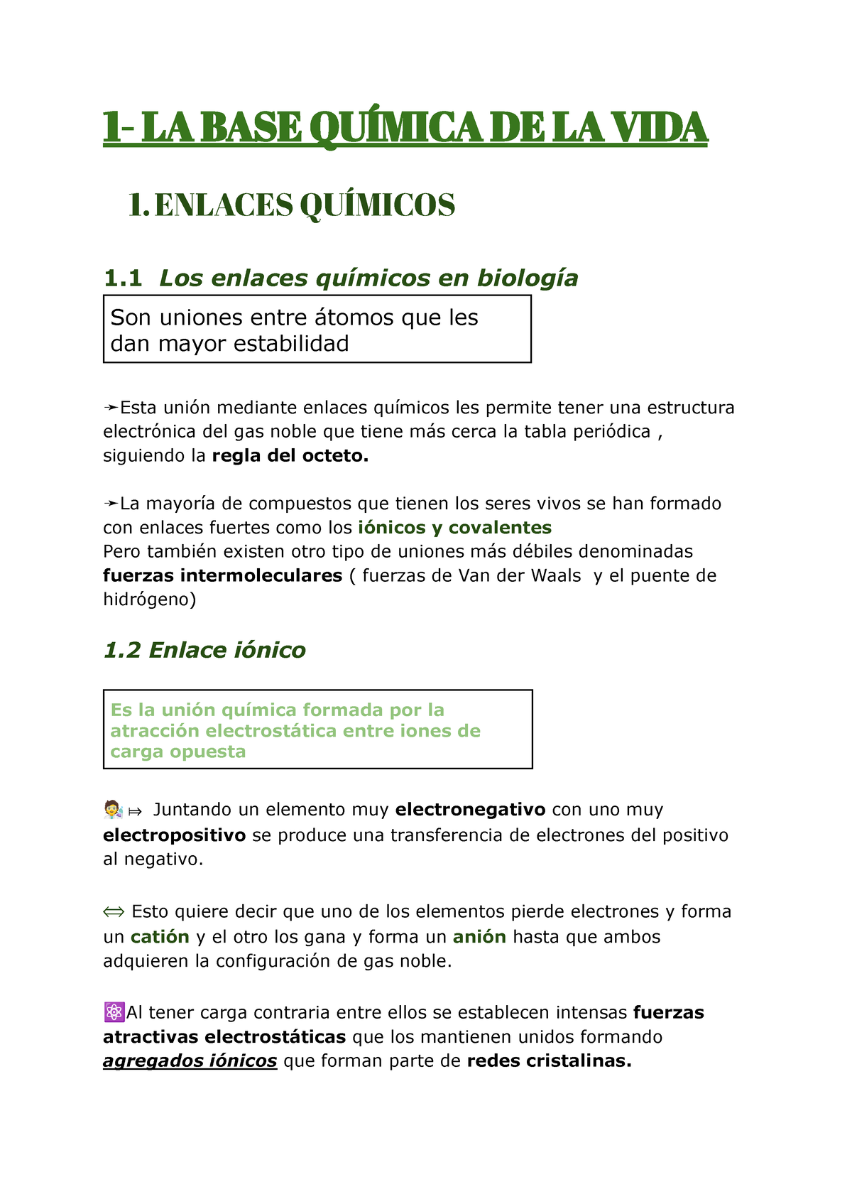 1.-LA BASE Quimica DE LA VIDA - 1- LA BASE QUÍMICA DE LA VIDA 1 ...