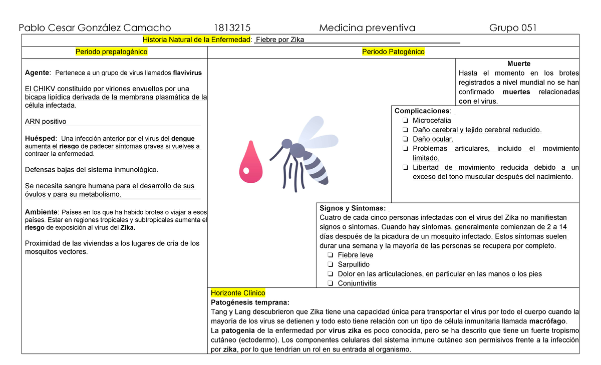 Hne Y Np Zika Historia Natural De La Enfermedad Y Niveles De